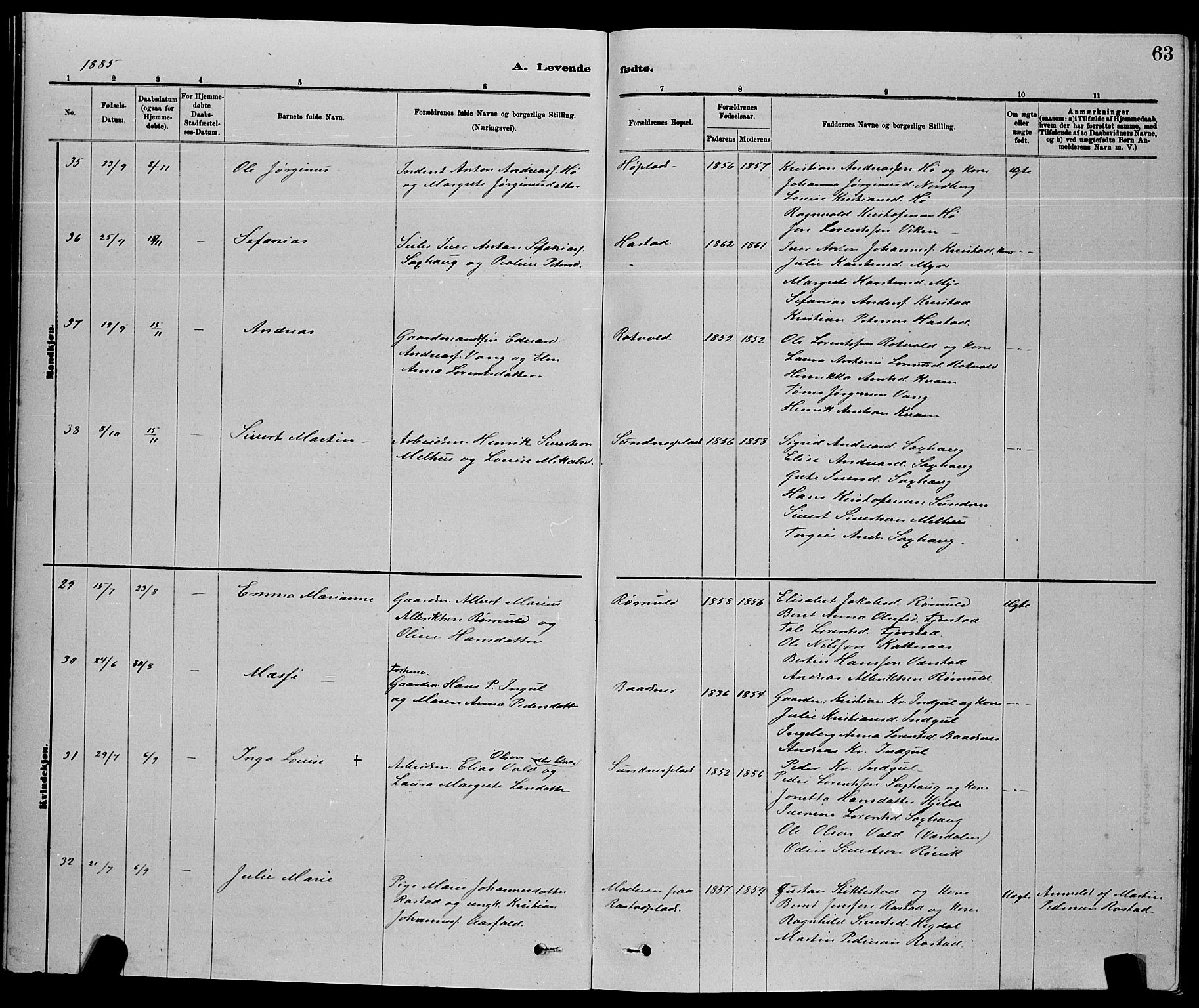 Ministerialprotokoller, klokkerbøker og fødselsregistre - Nord-Trøndelag, AV/SAT-A-1458/730/L0301: Parish register (copy) no. 730C04, 1880-1897, p. 63