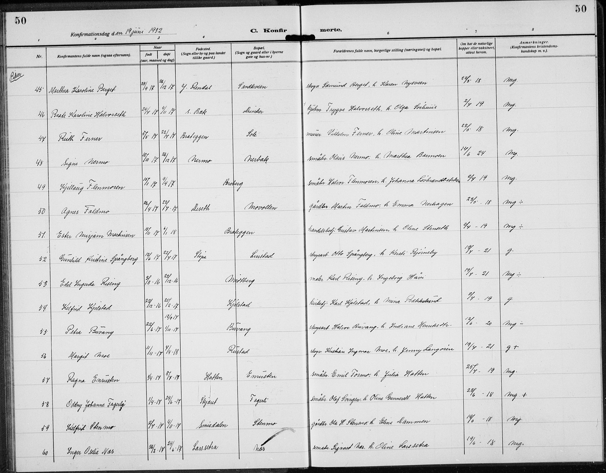 Trysil prestekontor, AV/SAH-PREST-046/H/Ha/Hab/L0010: Parish register (copy) no. 10, 1917-1937, p. 50