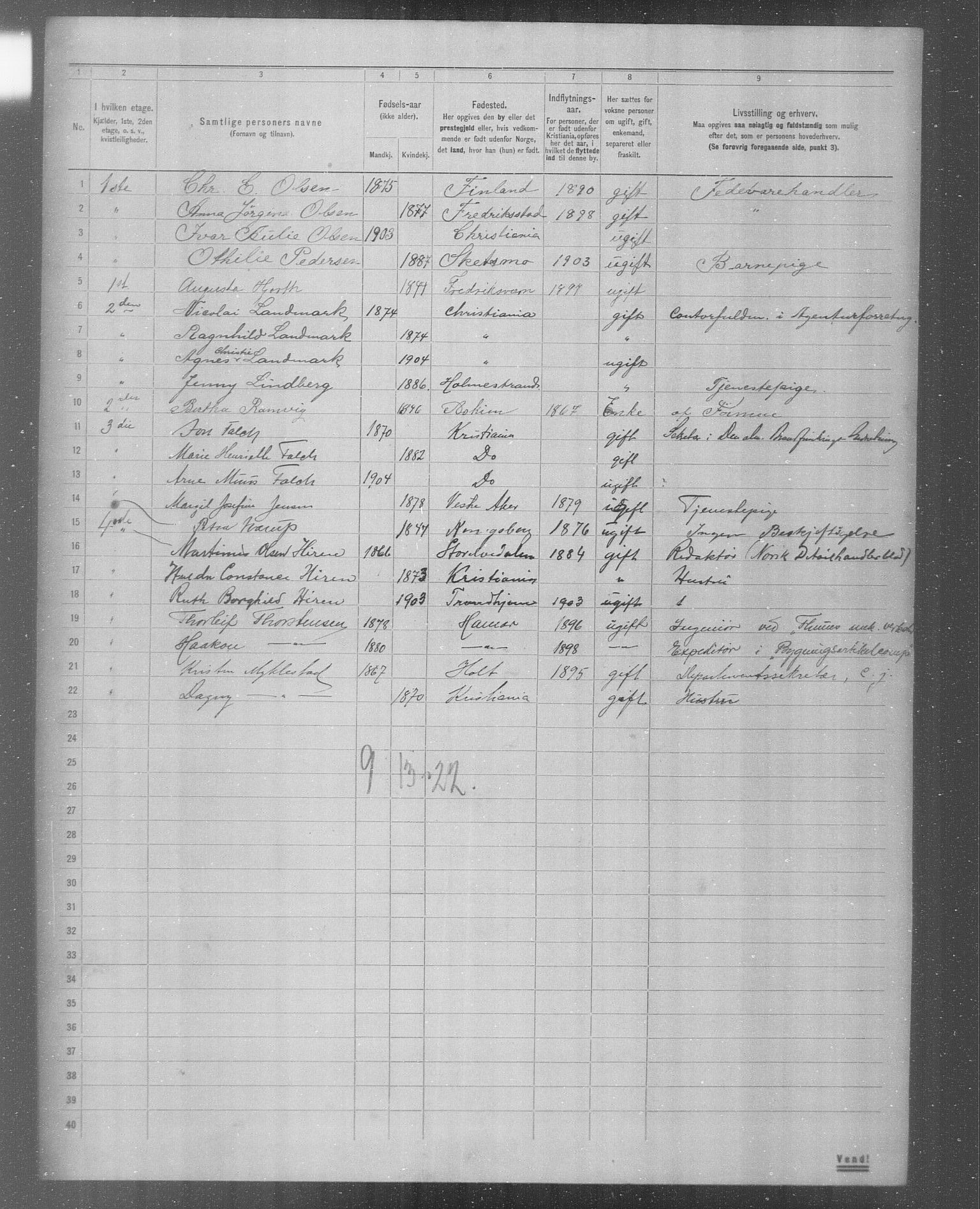 OBA, Municipal Census 1904 for Kristiania, 1904, p. 5773