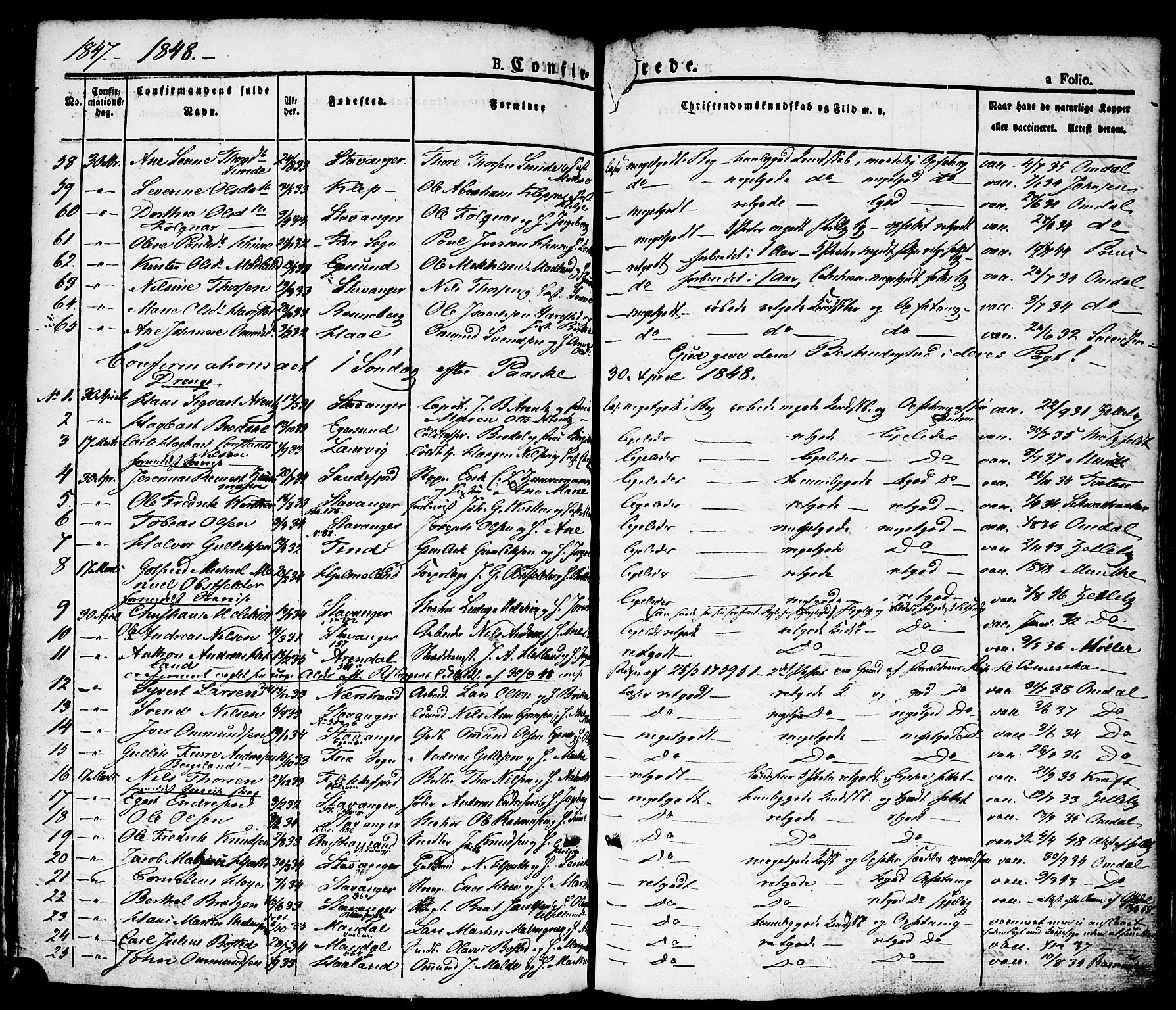 Domkirken sokneprestkontor, SAST/A-101812/001/30/30BA/L0011: Parish register (official) no. A 11, 1832-1856