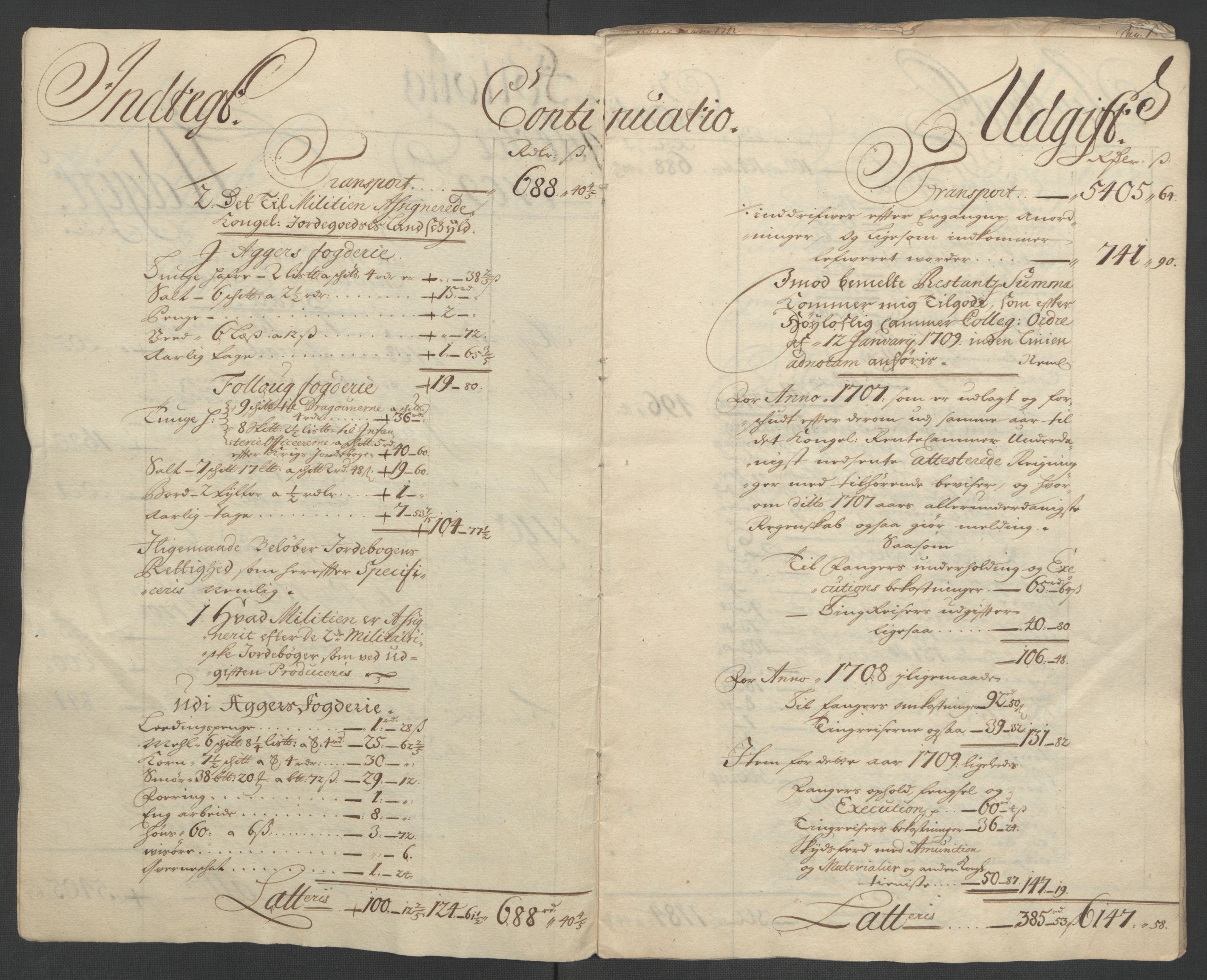 Rentekammeret inntil 1814, Reviderte regnskaper, Fogderegnskap, AV/RA-EA-4092/R10/L0447: Fogderegnskap Aker og Follo, 1707-1709, p. 410