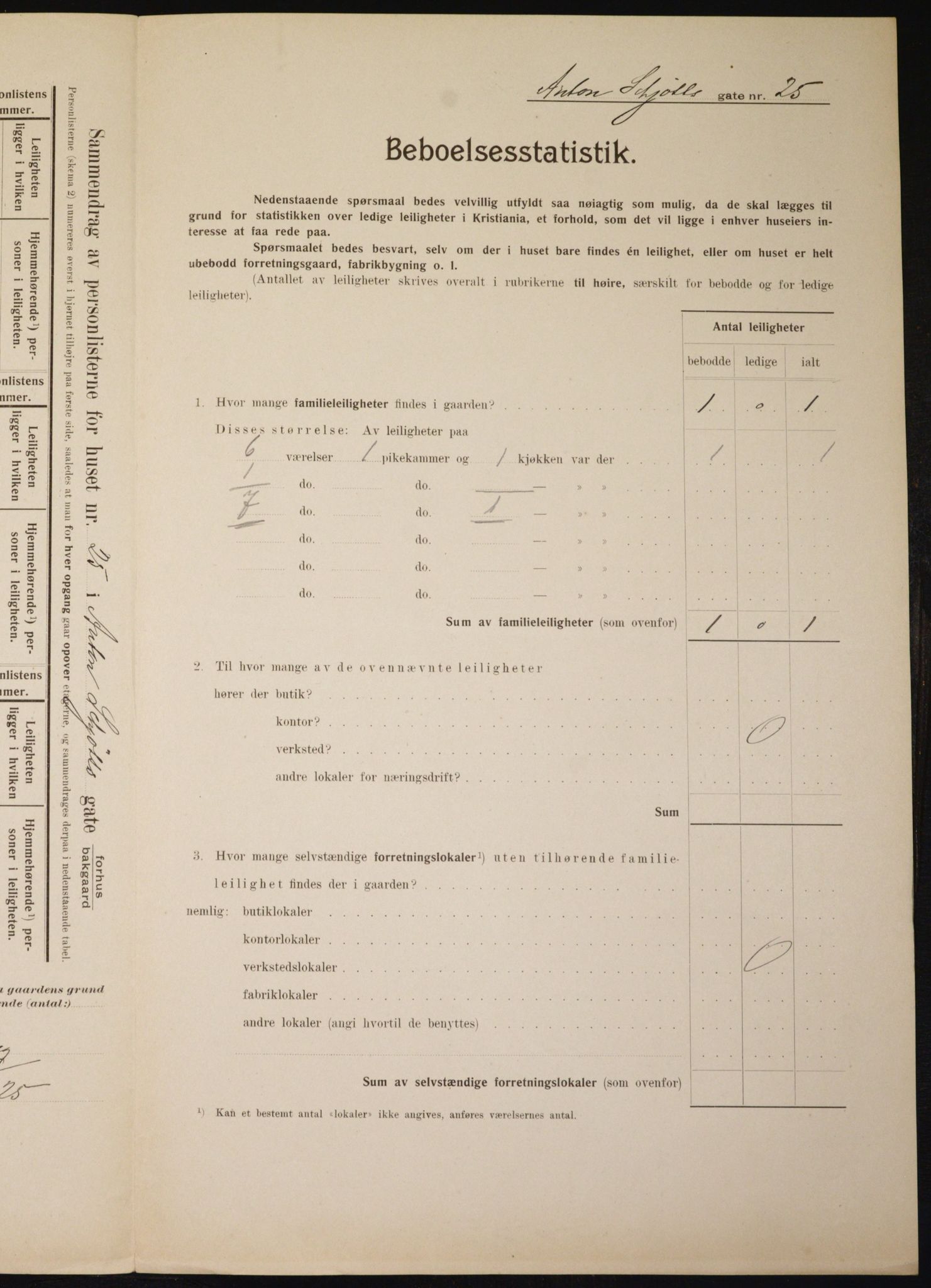 OBA, Municipal Census 1910 for Kristiania, 1910, p. 1244