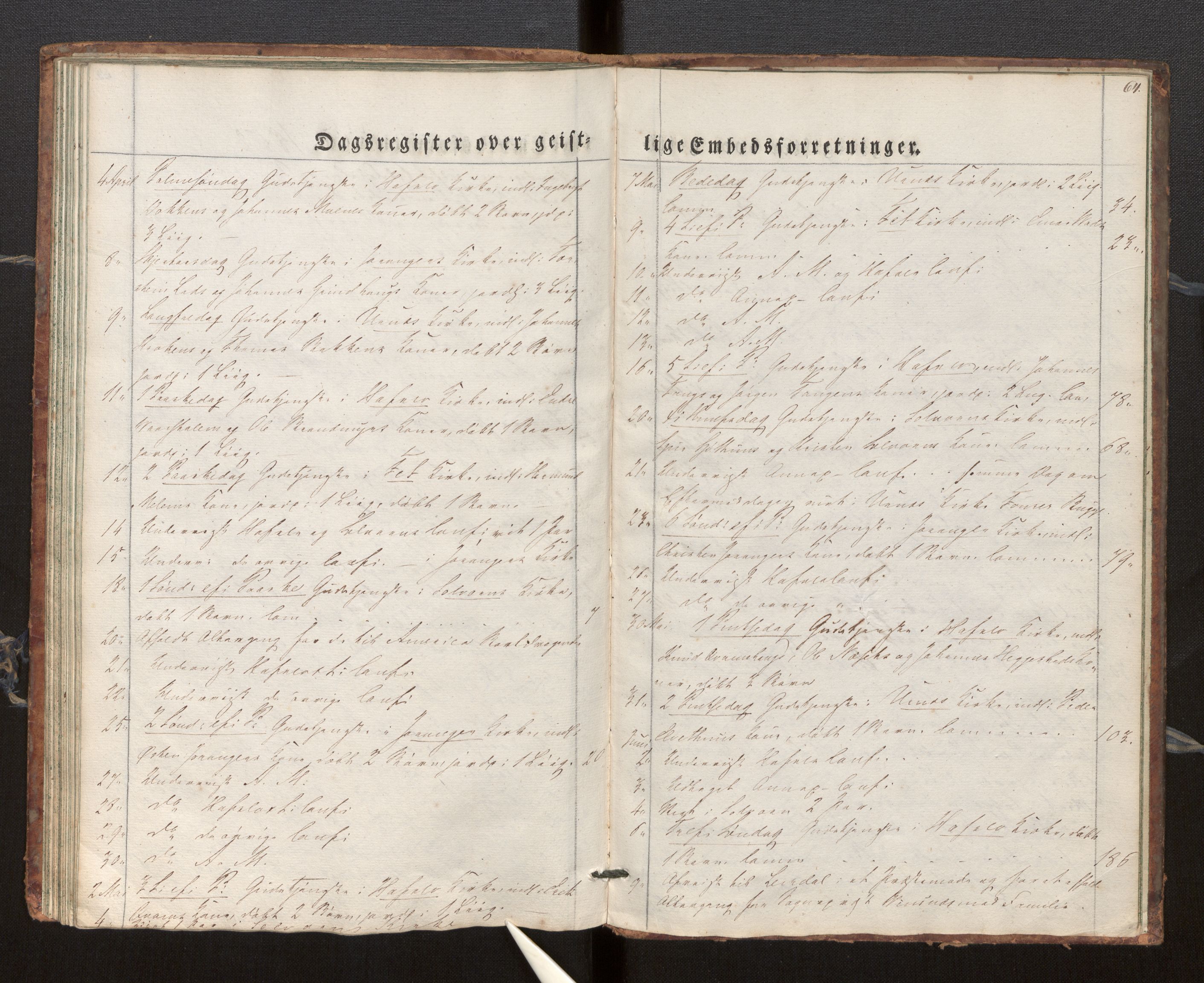 Hafslo sokneprestembete, SAB/A-80301/H/Haa/Haaf/L0001: Diary records no. F 1, 1834-1854, p. 64