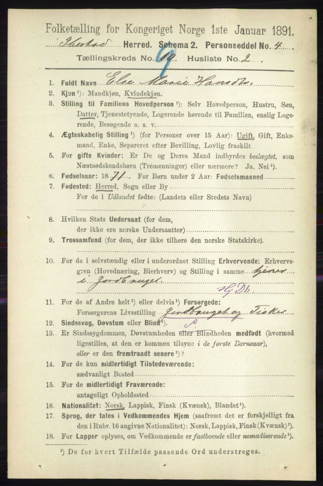 RA, 1891 census for 1917 Ibestad, 1891, p. 5983