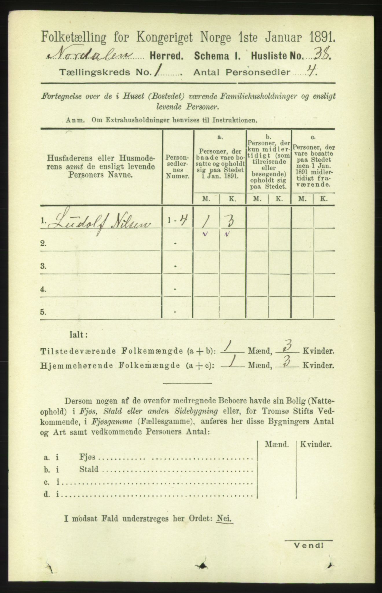 RA, 1891 census for 1524 Norddal, 1891, p. 67