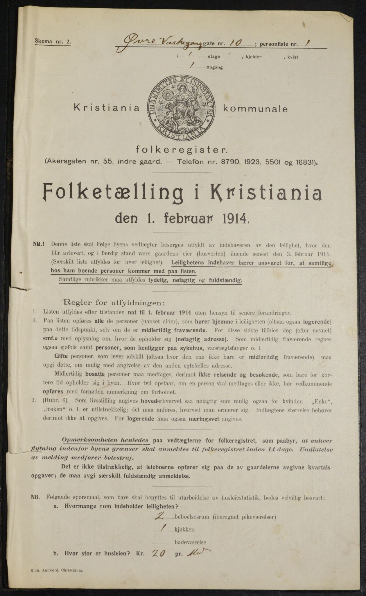 OBA, Municipal Census 1914 for Kristiania, 1914, p. 131097
