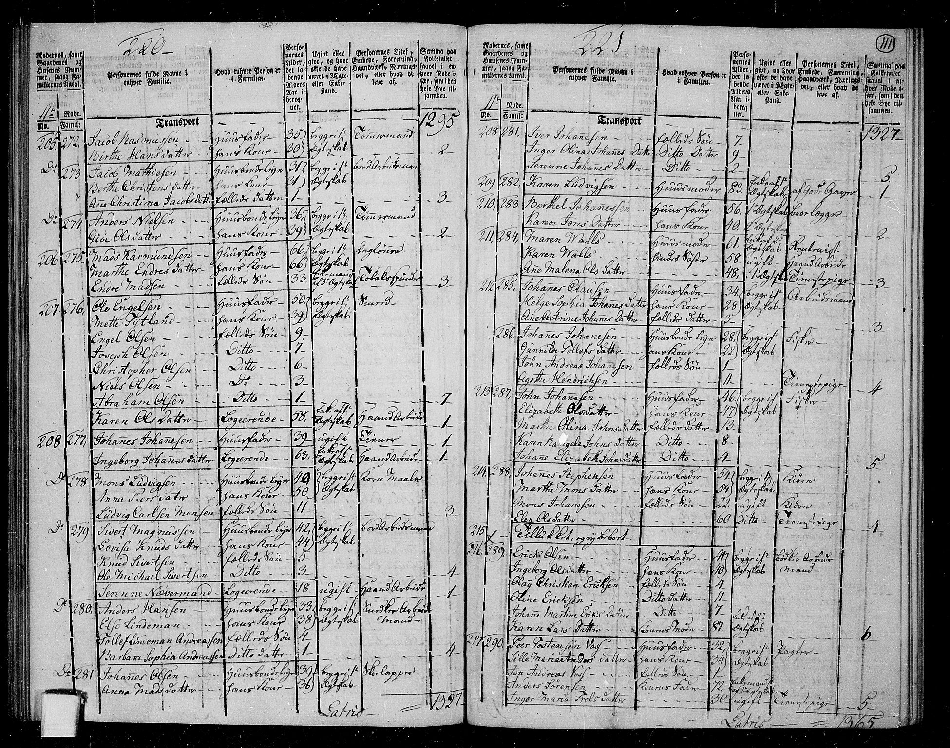 RA, 1801 census for 1301 Bergen, 1801, p. 110b-111a