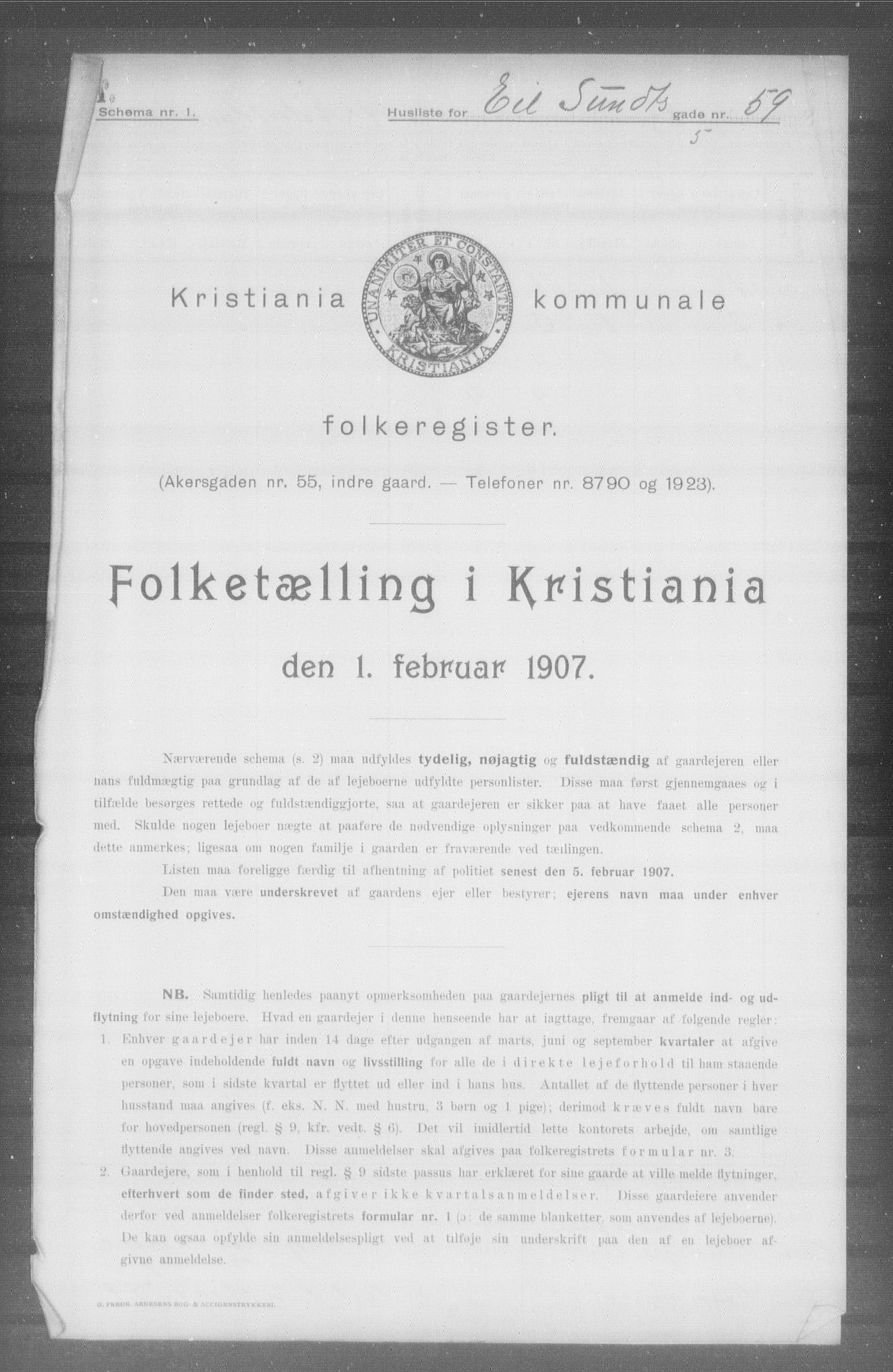 OBA, Municipal Census 1907 for Kristiania, 1907, p. 9858