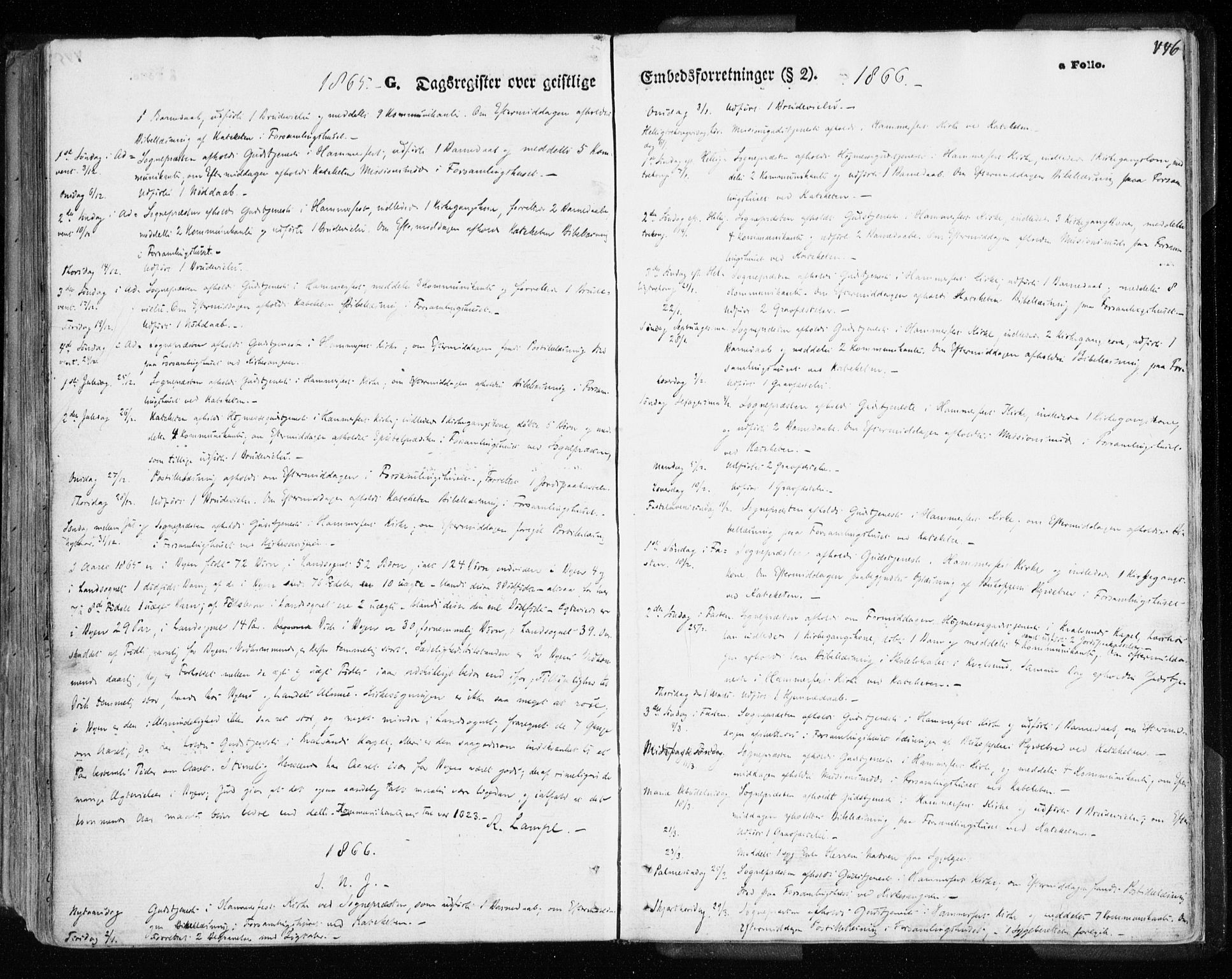 Hammerfest sokneprestkontor, SATØ/S-1347/H/Ha/L0005.kirke: Parish register (official) no. 5, 1857-1869, p. 446