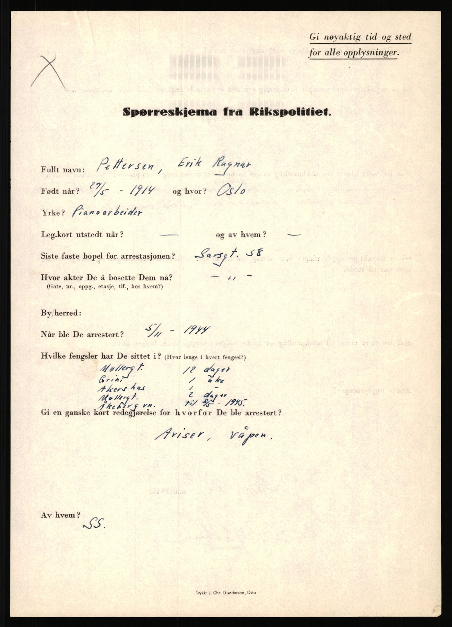 Rikspolitisjefen, AV/RA-S-1560/L/L0014: Pettersen, Aksel - Savosnick, Ernst, 1940-1945, p. 41