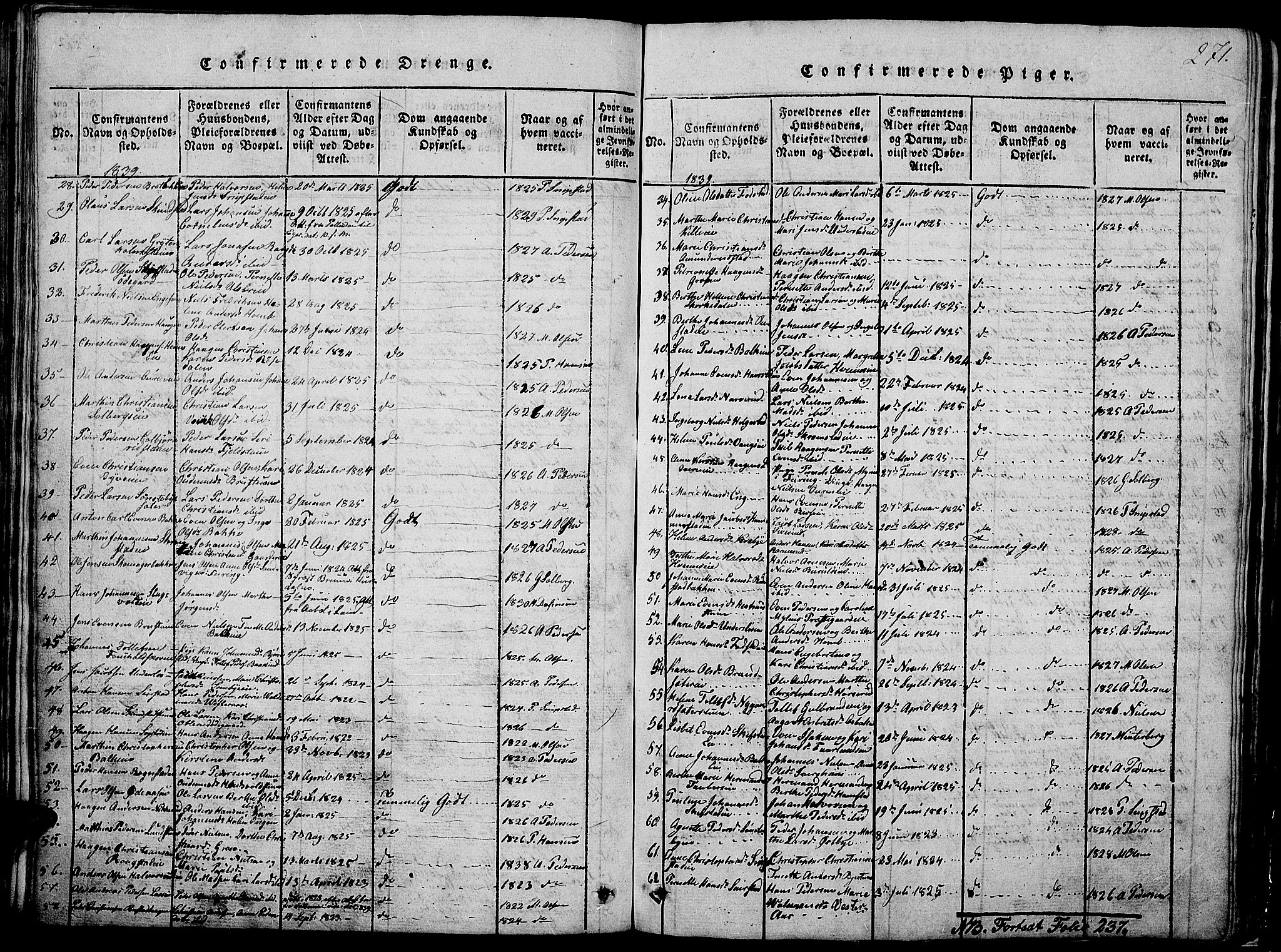 Østre Toten prestekontor, SAH/PREST-104/H/Ha/Hab/L0001: Parish register (copy) no. 1, 1827-1839, p. 271