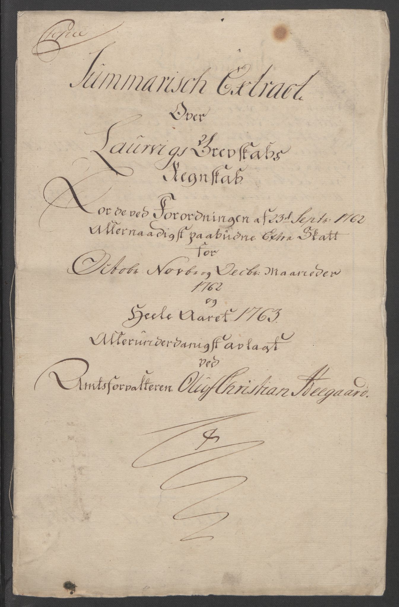 Rentekammeret inntil 1814, Reviderte regnskaper, Fogderegnskap, AV/RA-EA-4092/R33/L2033: Ekstraskatten Larvik grevskap, 1762-1764, p. 11