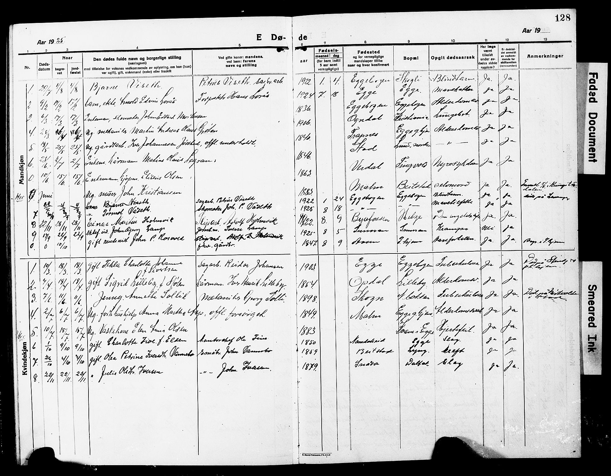 Ministerialprotokoller, klokkerbøker og fødselsregistre - Nord-Trøndelag, SAT/A-1458/740/L0382: Parish register (copy) no. 740C03, 1915-1927, p. 128