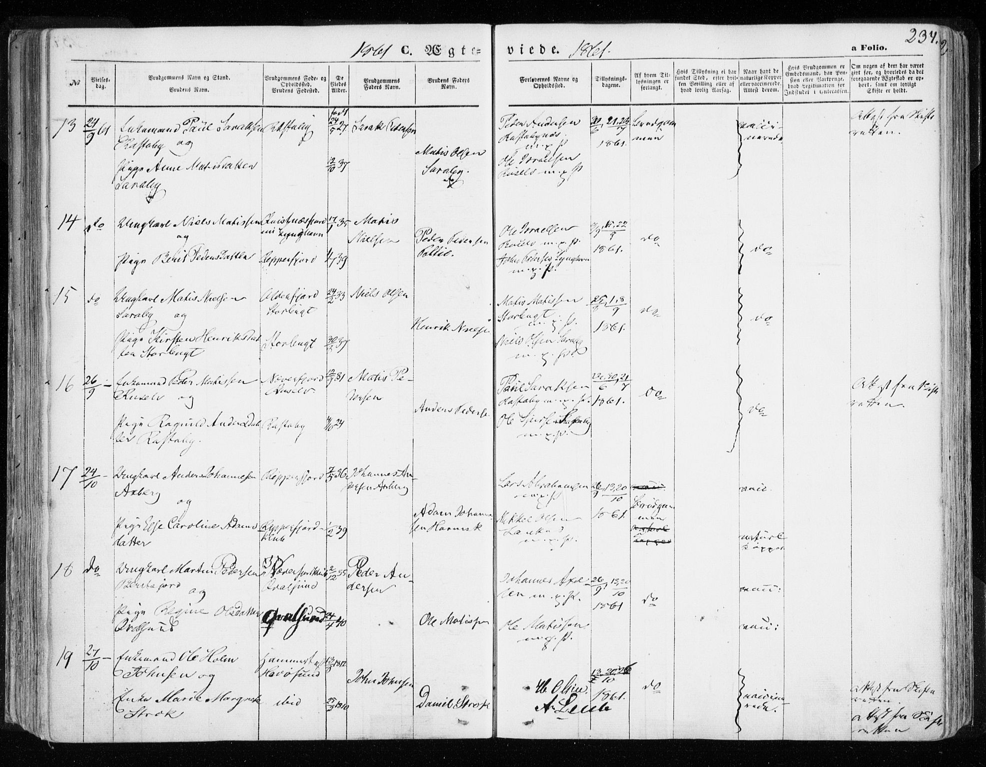 Hammerfest sokneprestkontor, AV/SATØ-S-1347/H/Ha/L0005.kirke: Parish register (official) no. 5, 1857-1869, p. 234