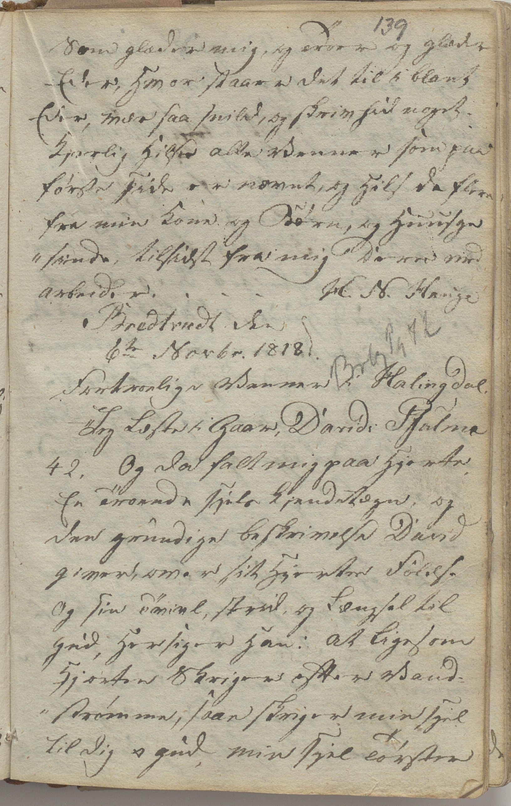 Heggtveitsamlingen, TMF/A-1007/H/L0049/0005: Kopibøker, brev, opptegnelser. / "Smaaland"- Bok tilhørt Ole Olsen Smaaland, 1815-1823, p. 139