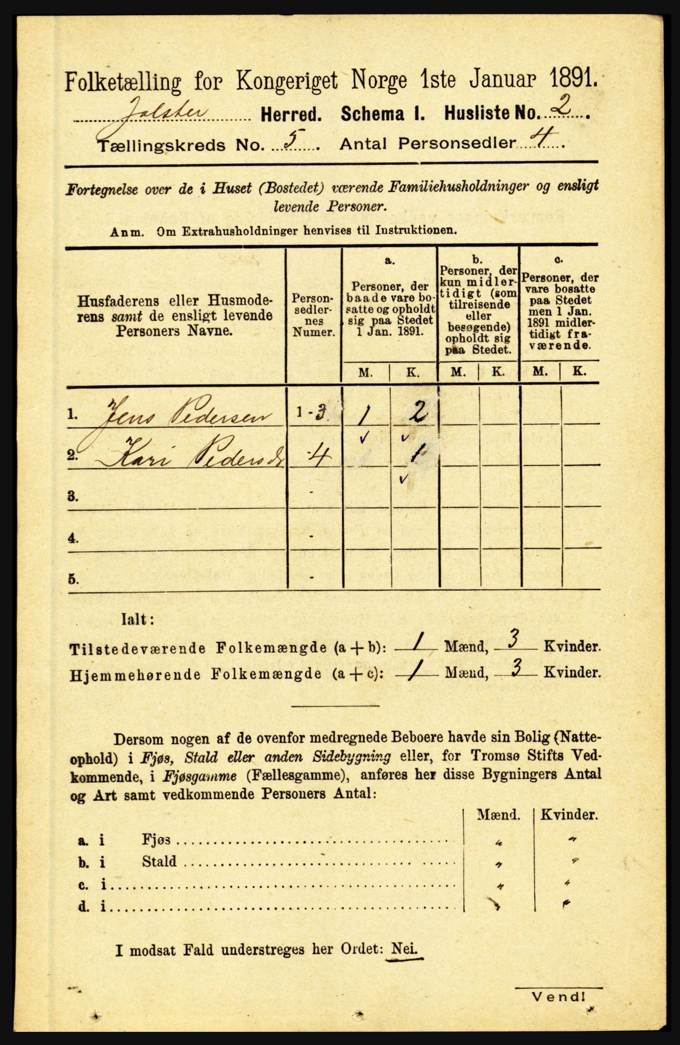 RA, 1891 census for 1431 Jølster, 1891, p. 1722