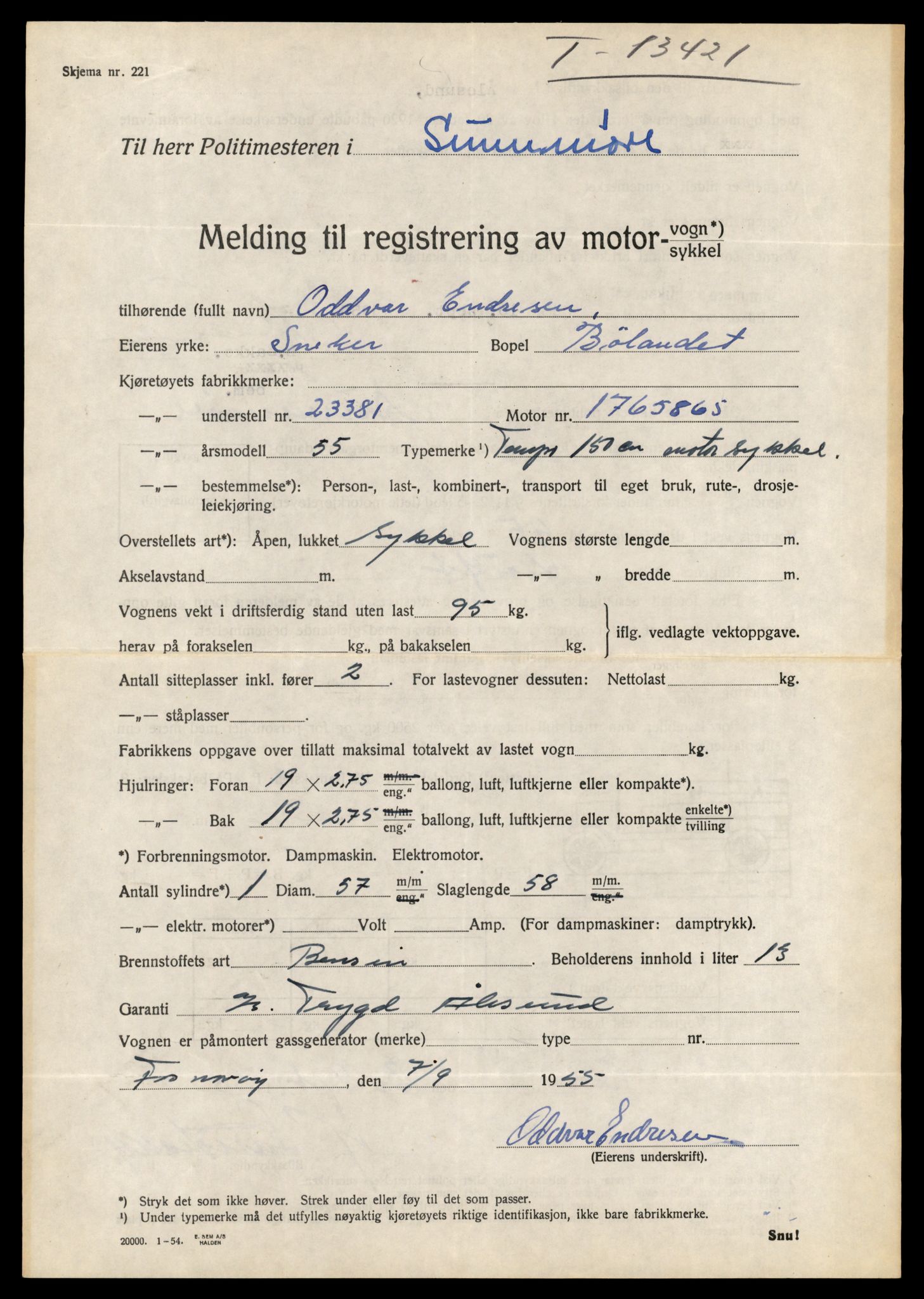 Møre og Romsdal vegkontor - Ålesund trafikkstasjon, AV/SAT-A-4099/F/Fe/L0039: Registreringskort for kjøretøy T 13361 - T 13530, 1927-1998, p. 1033