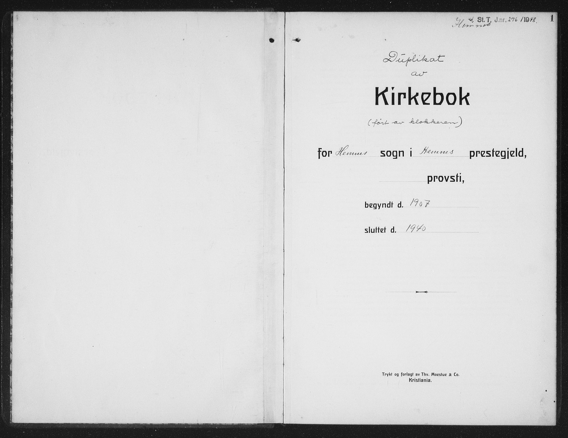 Ministerialprotokoller, klokkerbøker og fødselsregistre - Nordland, SAT/A-1459/825/L0371: Parish register (copy) no. 825C08, 1907-1940, p. 1