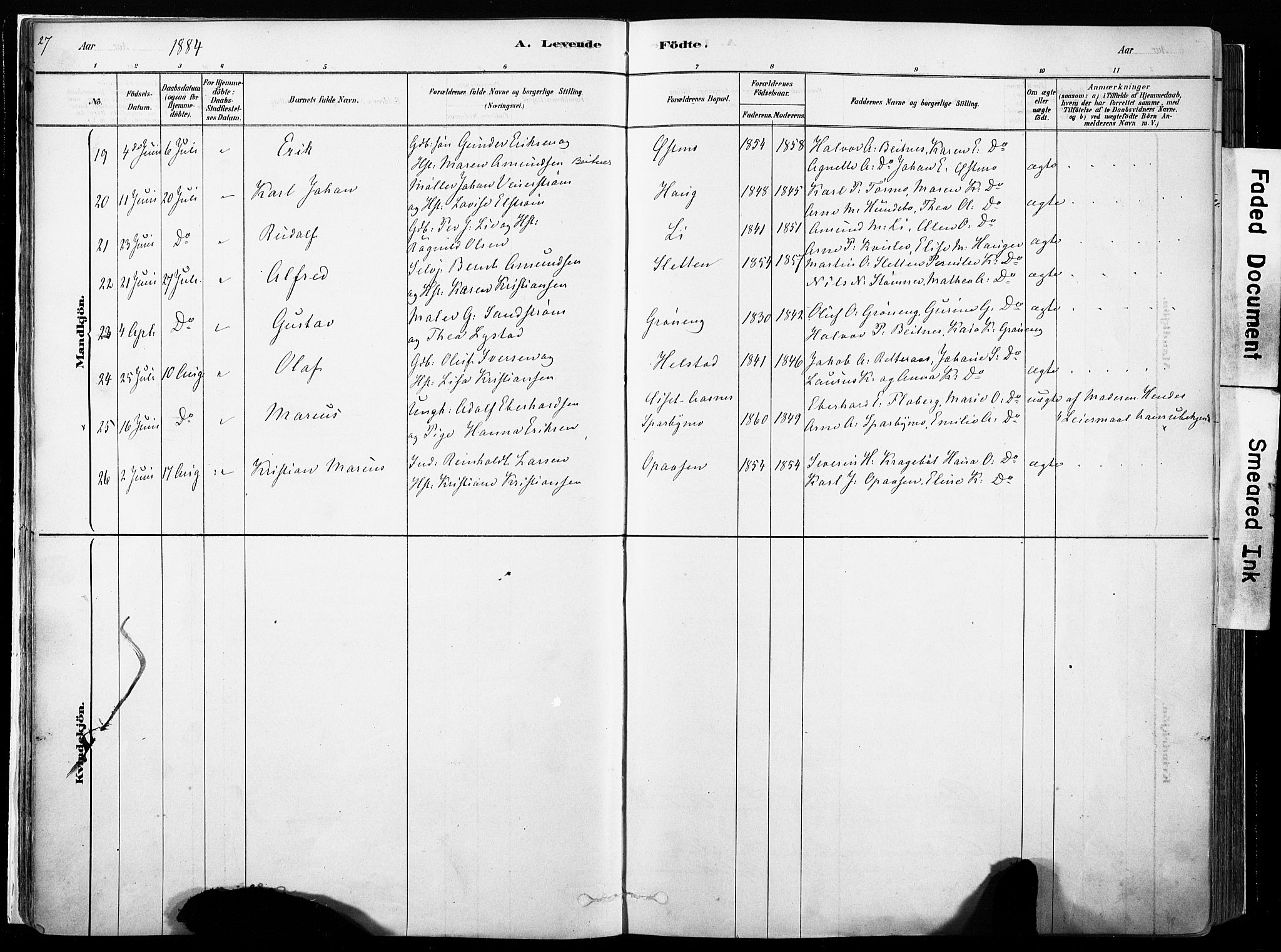 Hof prestekontor, AV/SAH-PREST-038/H/Ha/Haa/L0010: Parish register (official) no. 10, 1878-1909, p. 27