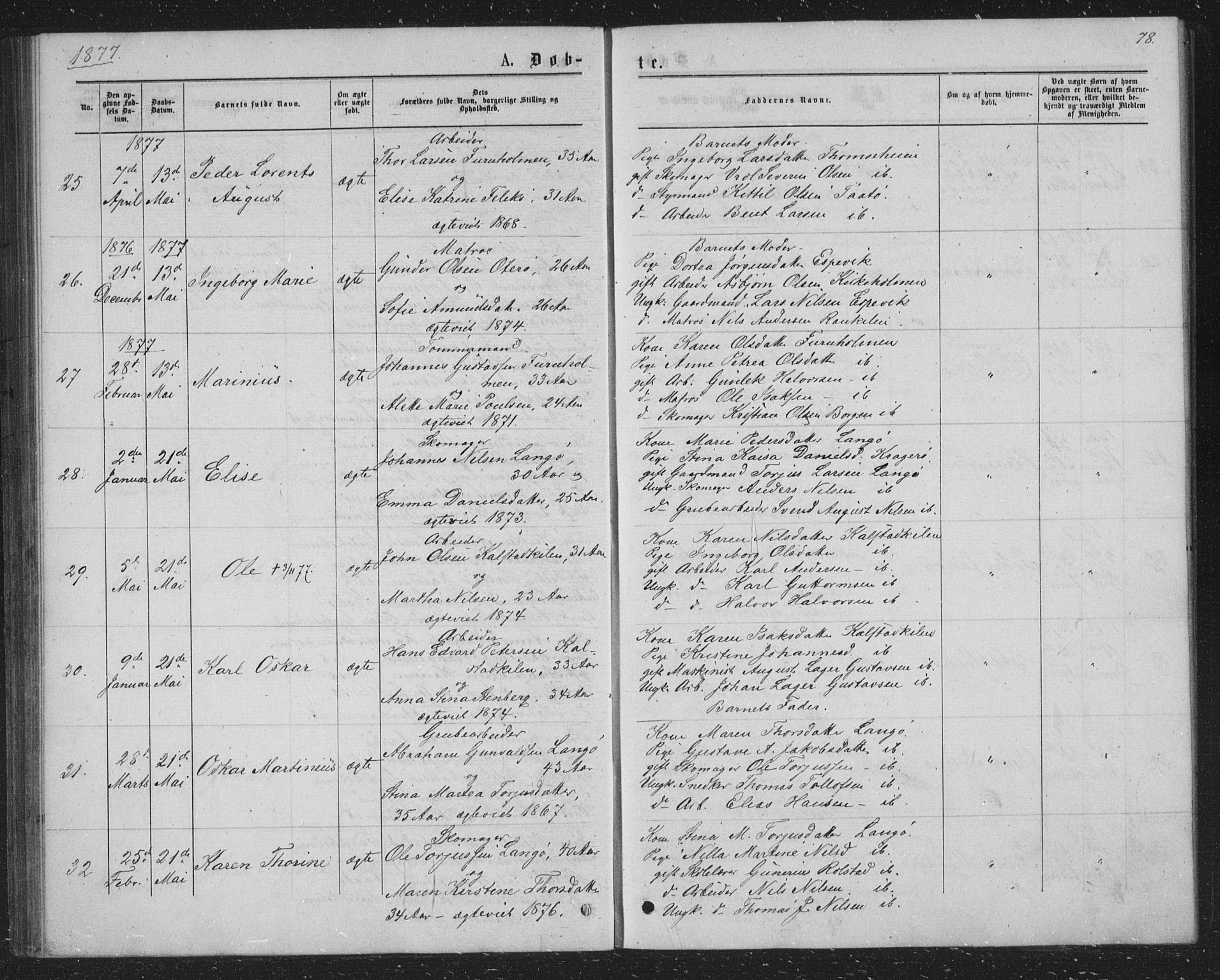 Skåtøy kirkebøker, AV/SAKO-A-304/G/Ga/L0002: Parish register (copy) no. I 2, 1872-1884, p. 78