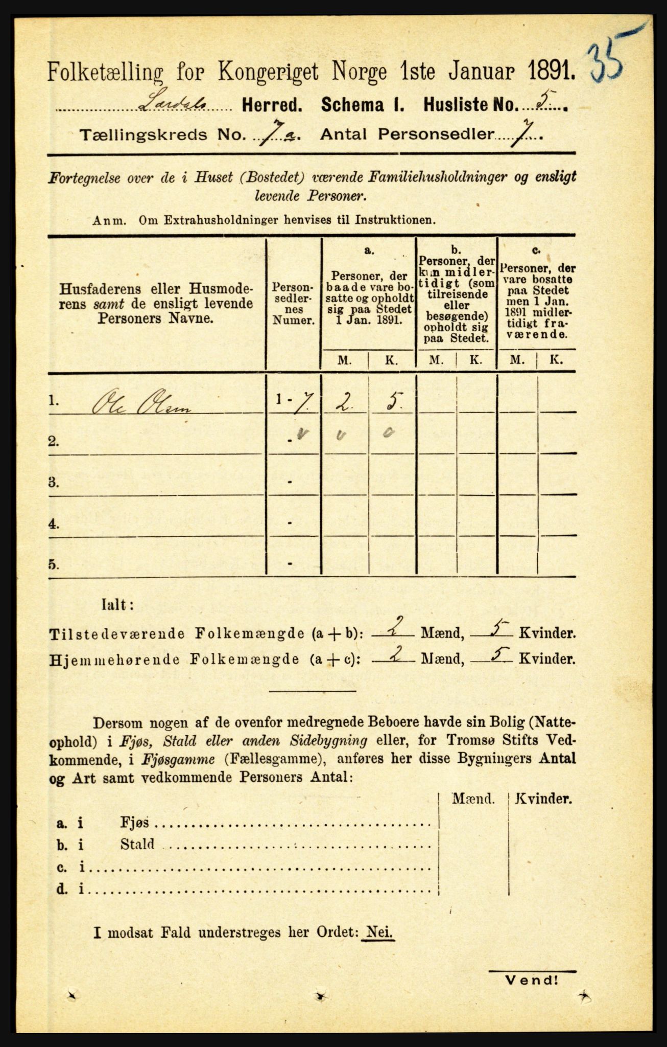 RA, 1891 census for 1422 Lærdal, 1891, p. 753