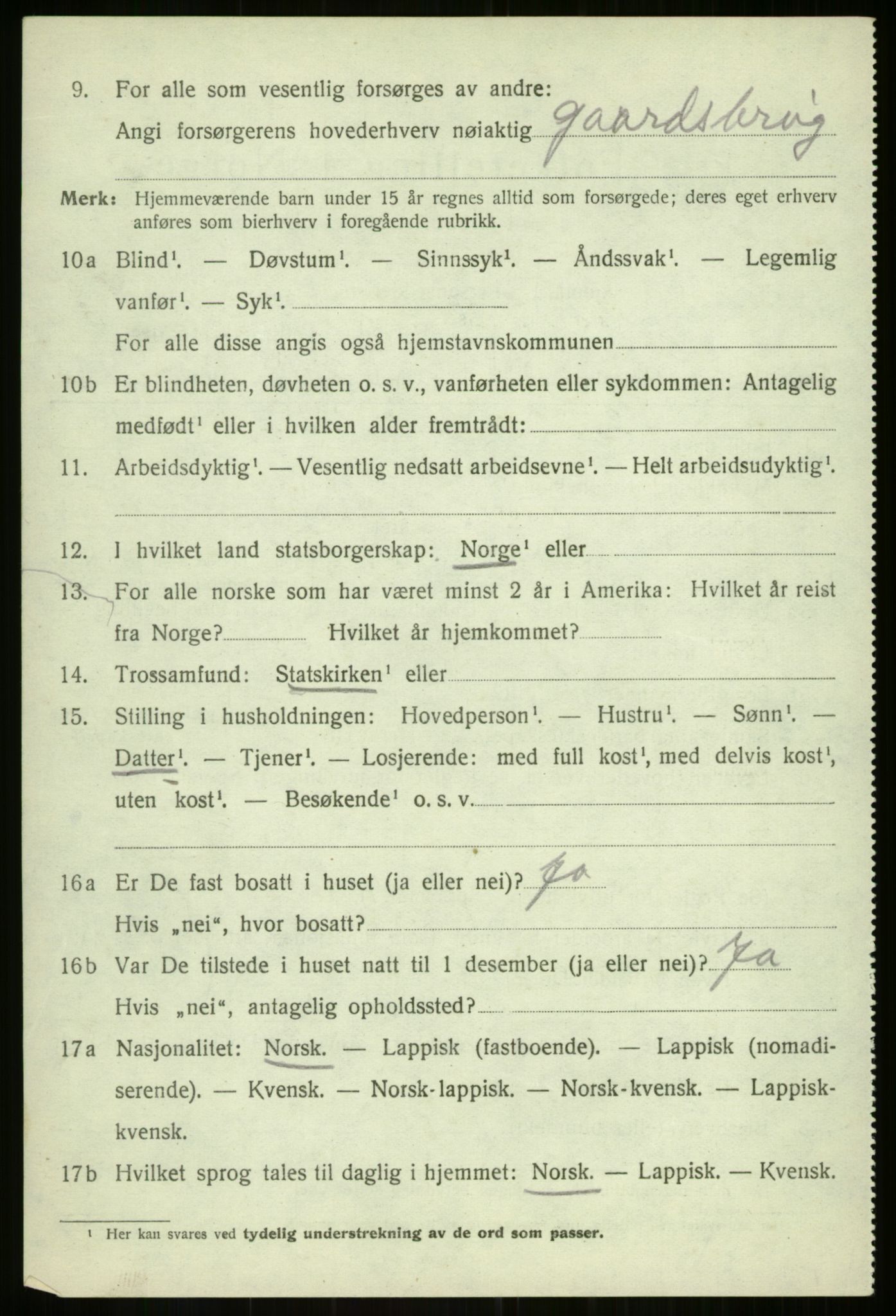 SATØ, 1920 census for Balsfjord, 1920, p. 3815