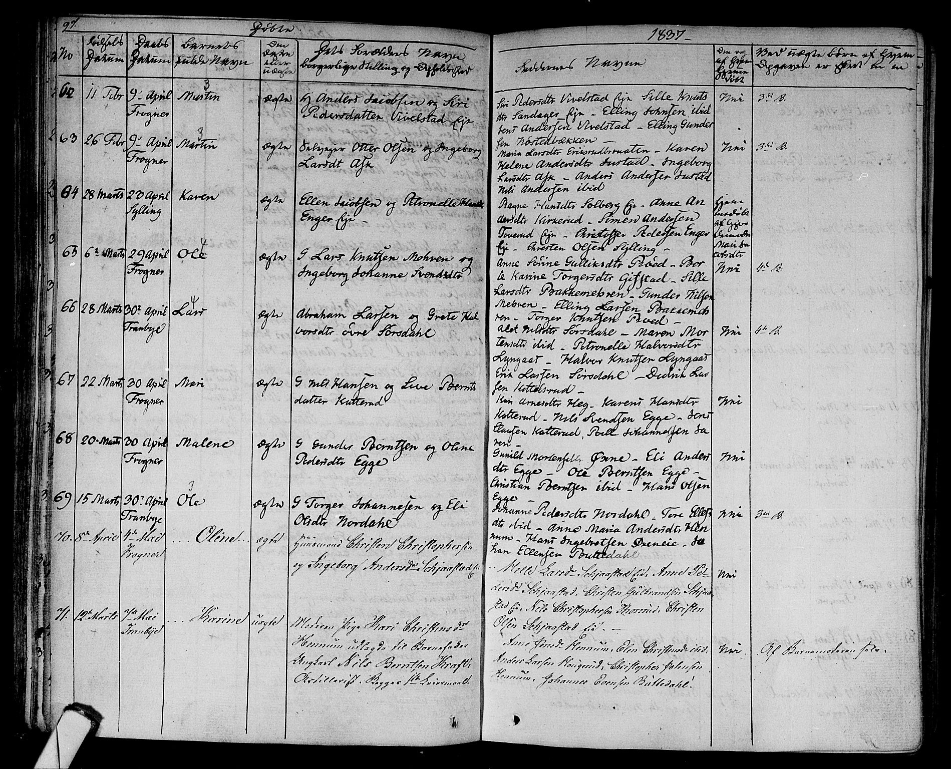 Lier kirkebøker, AV/SAKO-A-230/F/Fa/L0010: Parish register (official) no. I 10, 1827-1843, p. 97