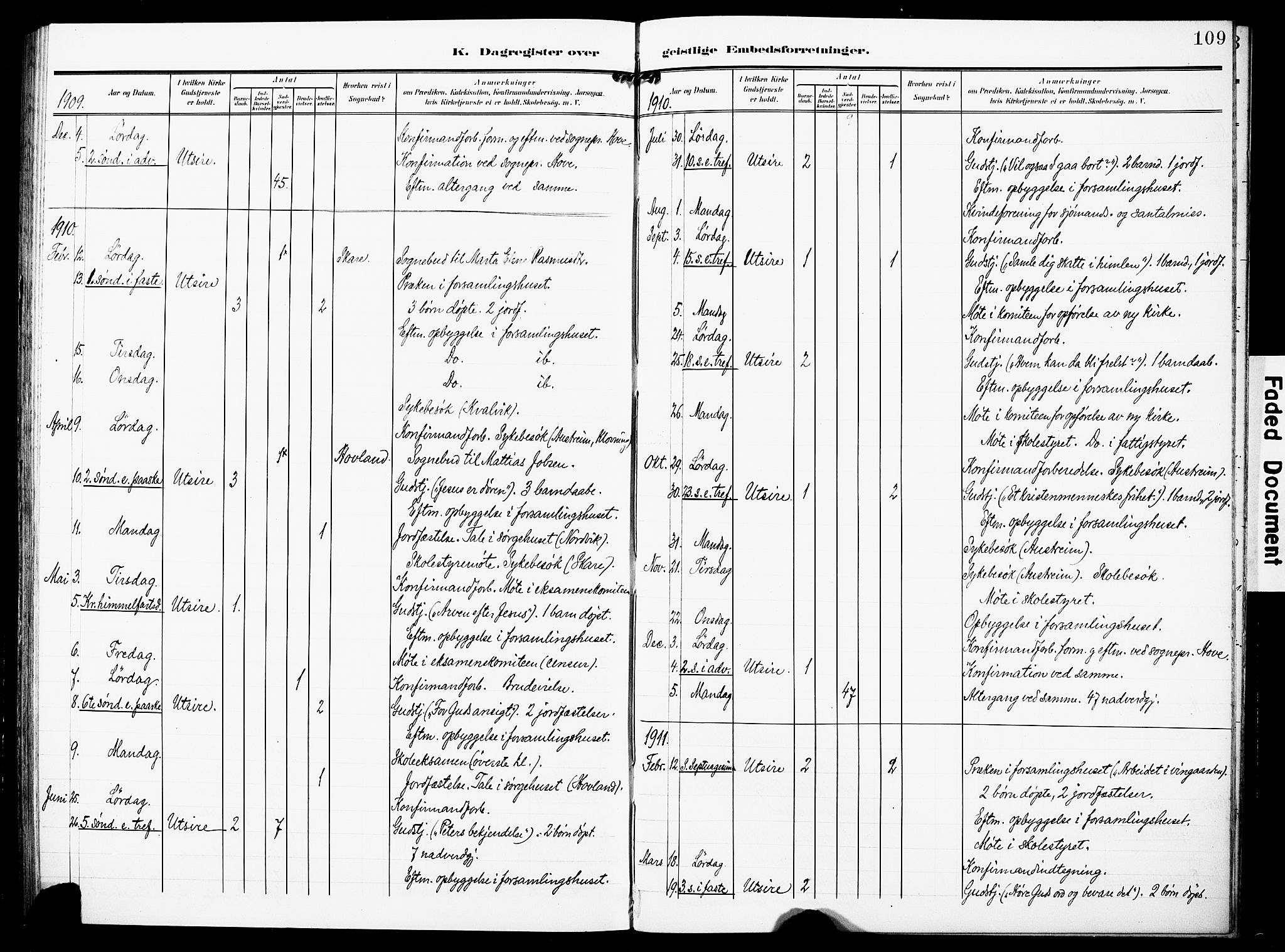 Torvastad sokneprestkontor, SAST/A -101857/H/Ha/Haa/L0018: Parish register (official) no. A 17, 1903-1925, p. 109