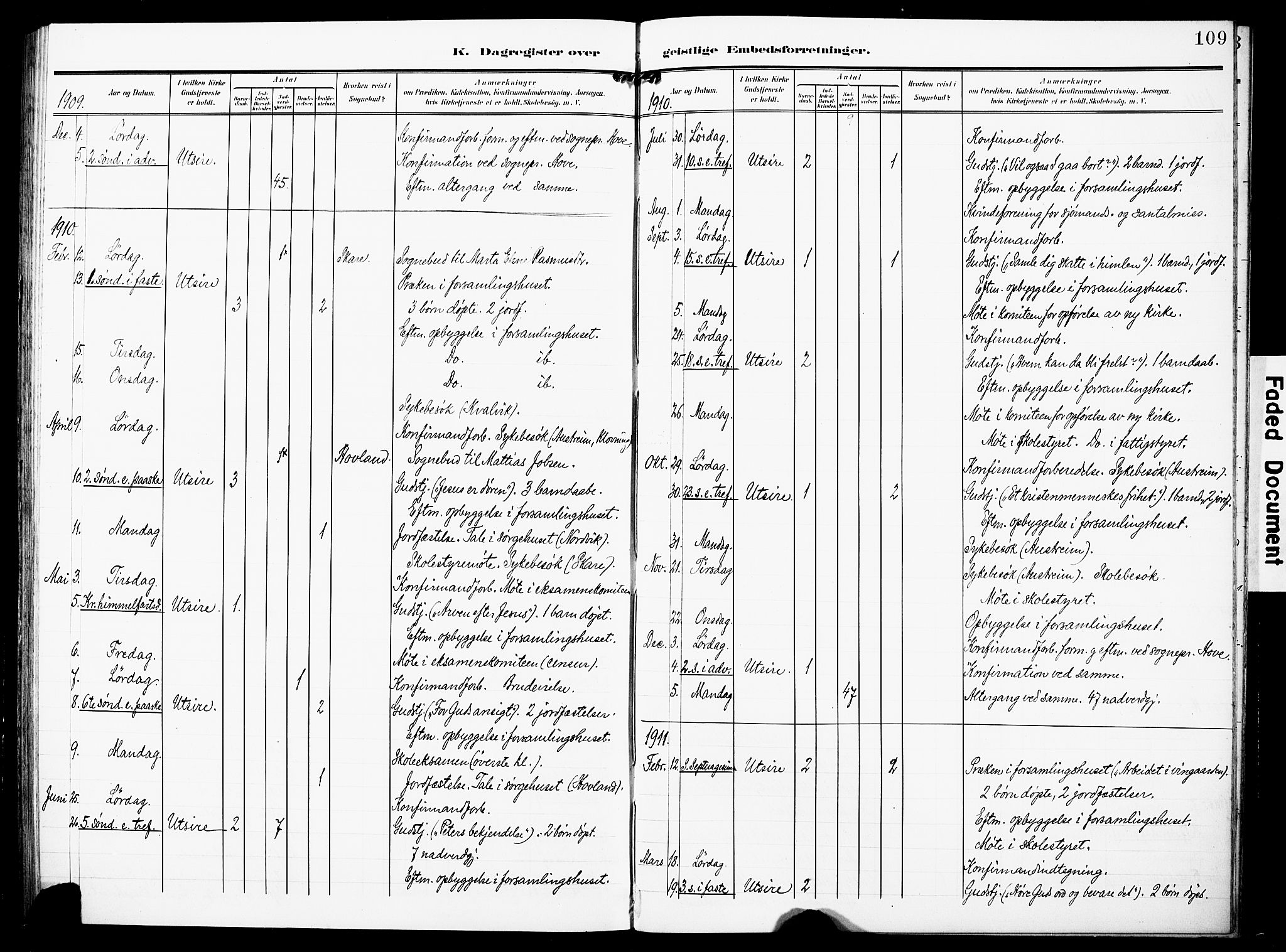 Torvastad sokneprestkontor, AV/SAST-A -101857/H/Ha/Haa/L0018: Parish register (official) no. A 17, 1903-1925, p. 109