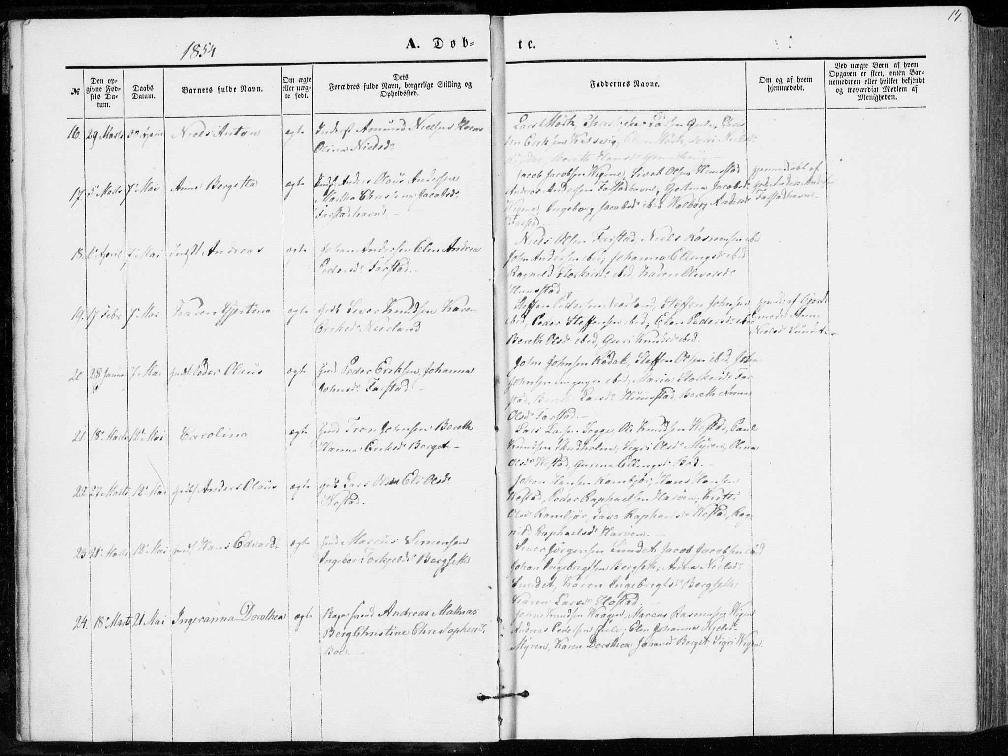 Ministerialprotokoller, klokkerbøker og fødselsregistre - Møre og Romsdal, AV/SAT-A-1454/566/L0767: Parish register (official) no. 566A06, 1852-1868, p. 14