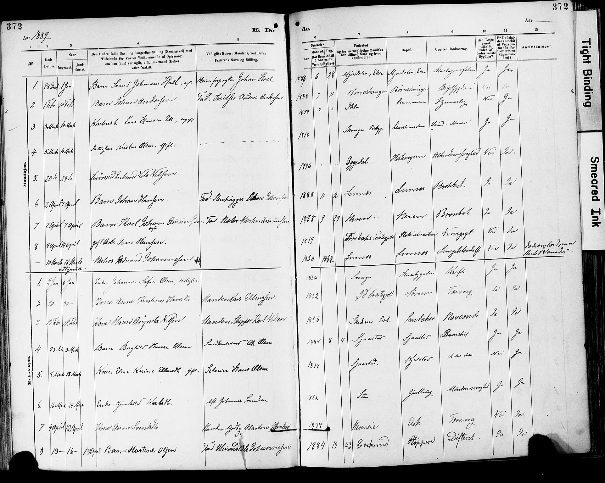 Lier kirkebøker, SAKO/A-230/F/Fa/L0015: Parish register (official) no. I 15, 1883-1894, p. 372