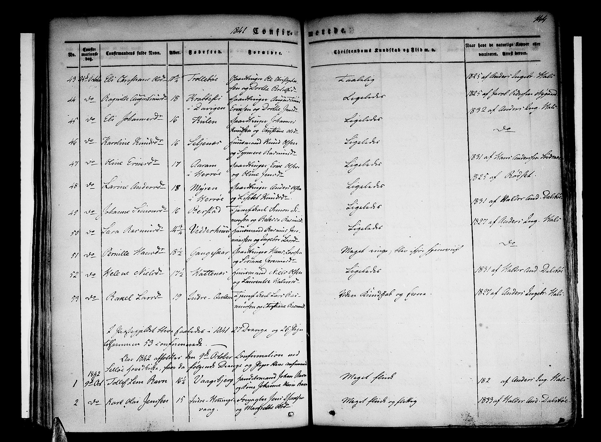 Selje sokneprestembete, SAB/A-99938/H/Ha/Haa/Haaa: Parish register (official) no. A 9, 1829-1844, p. 144