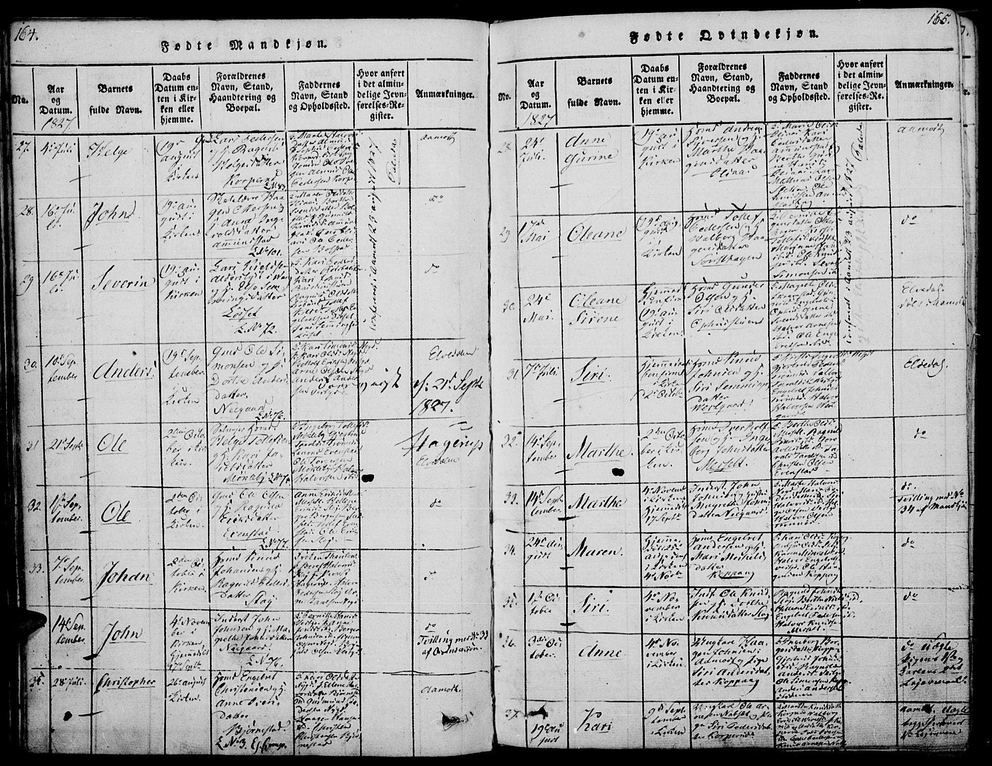 Åmot prestekontor, Hedmark, SAH/PREST-056/H/Ha/Haa/L0005: Parish register (official) no. 5, 1815-1841, p. 164-165