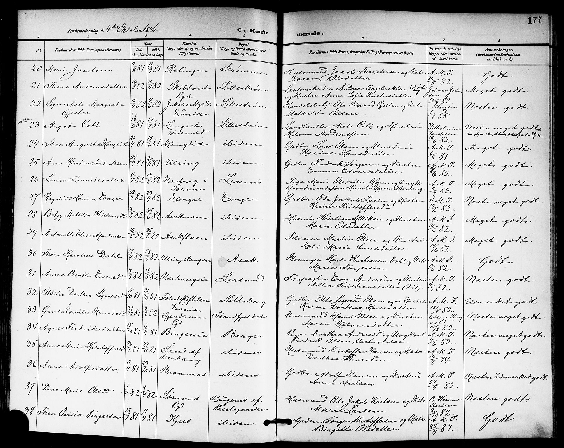 Skedsmo prestekontor Kirkebøker, AV/SAO-A-10033a/G/Ga/L0005a: Parish register (copy) no. I 5A, 1896-1901, p. 177