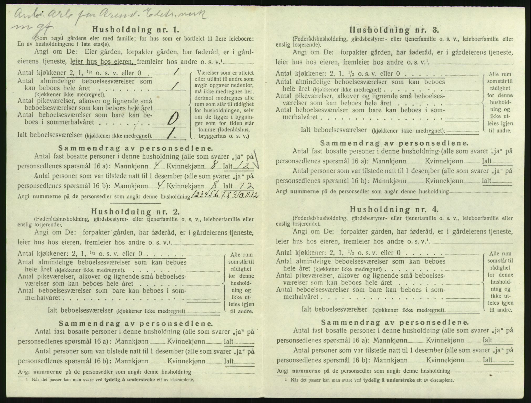 SAK, 1920 census for Froland, 1920, p. 838