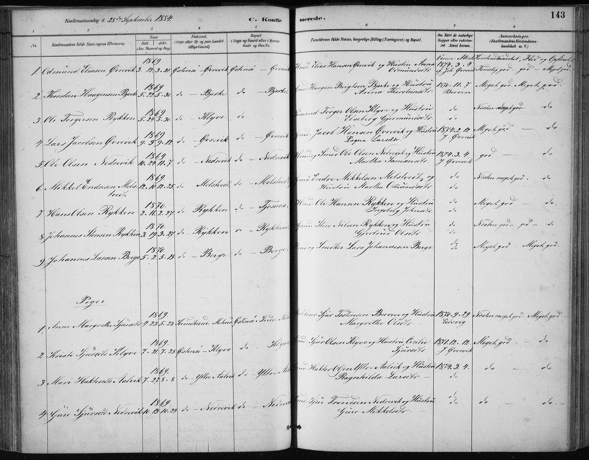 Kvam sokneprestembete, SAB/A-76201/H/Haa: Parish register (official) no. C  1, 1880-1906, p. 143