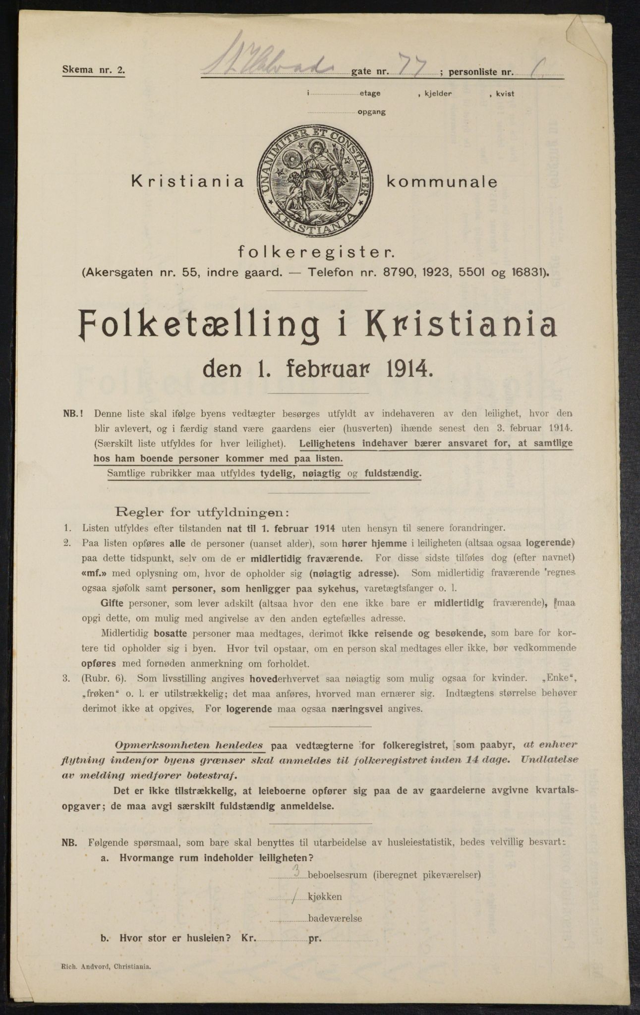 OBA, Municipal Census 1914 for Kristiania, 1914, p. 87733