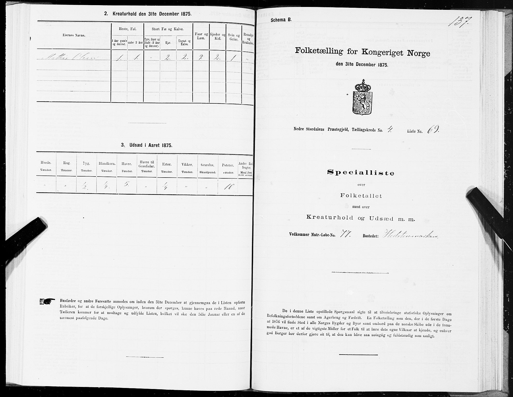 SAT, 1875 census for 1714P Nedre Stjørdal, 1875, p. 2137