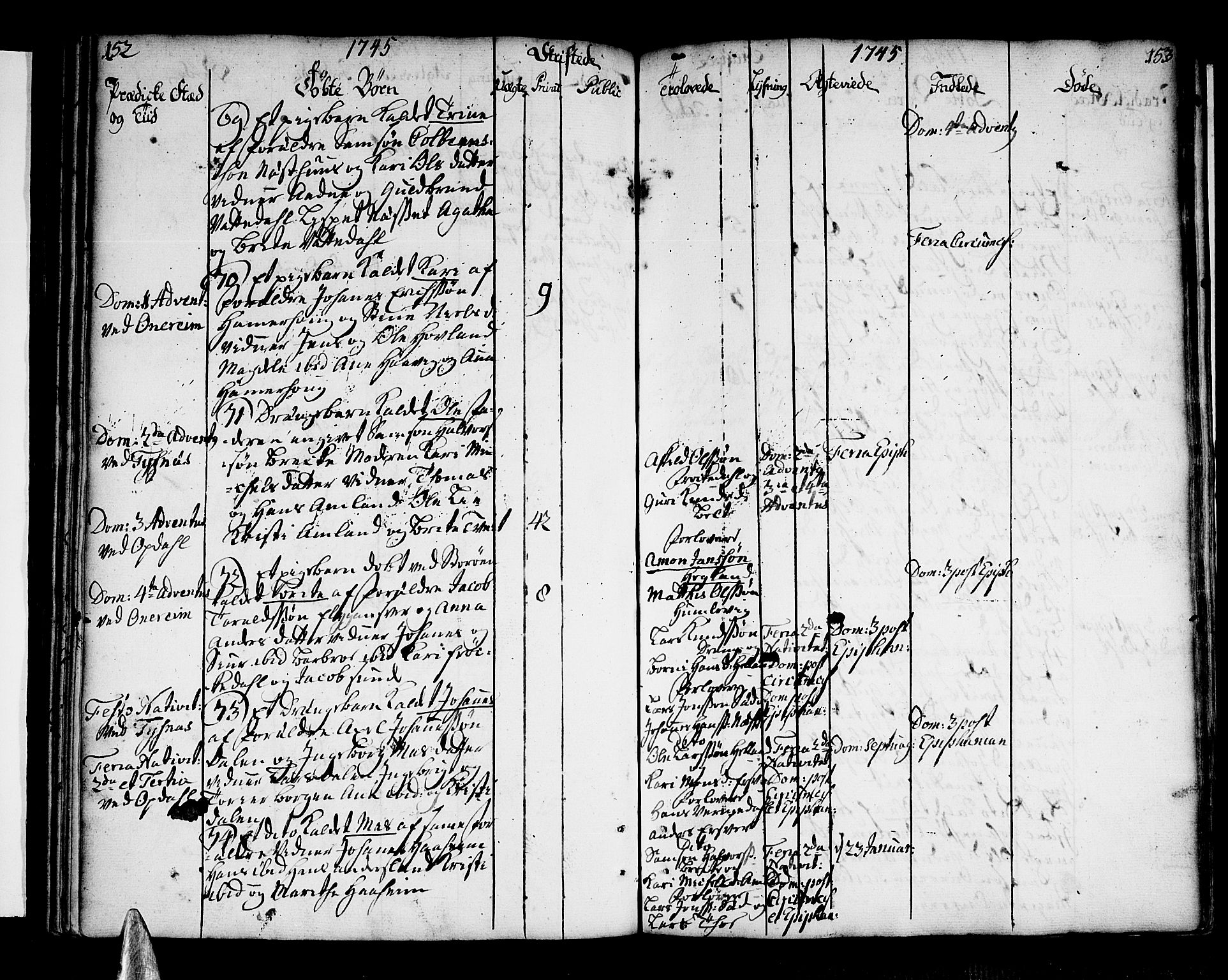 Tysnes sokneprestembete, SAB/A-78601/H/Haa: Parish register (official) no. A 3, 1740-1749, p. 152-153