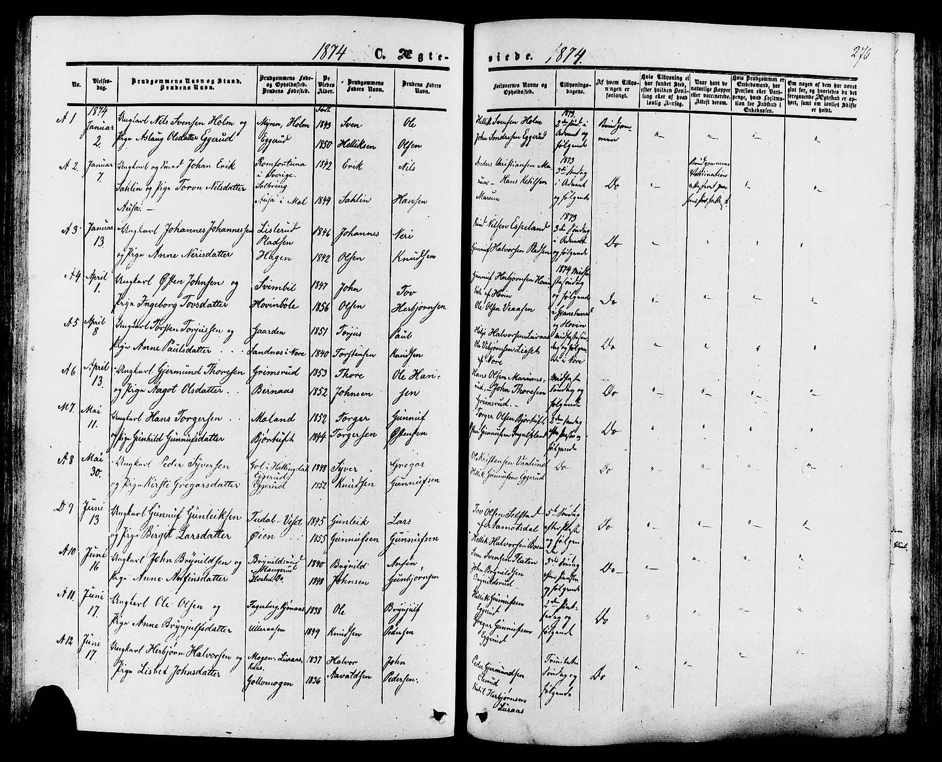 Tinn kirkebøker, SAKO/A-308/F/Fa/L0006: Parish register (official) no. I 6, 1857-1878, p. 276