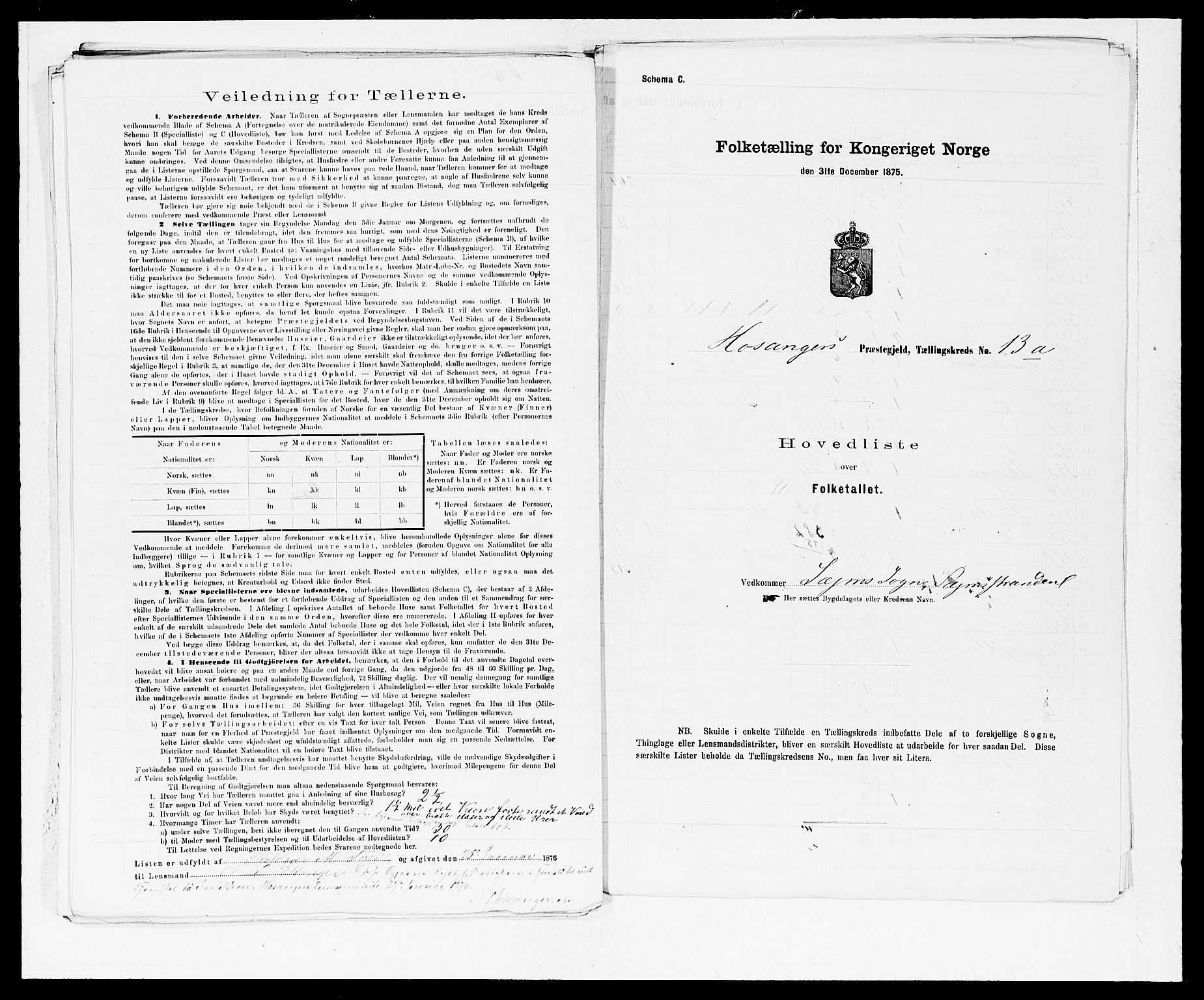 SAB, 1875 census for 1253P Hosanger, 1875, p. 28