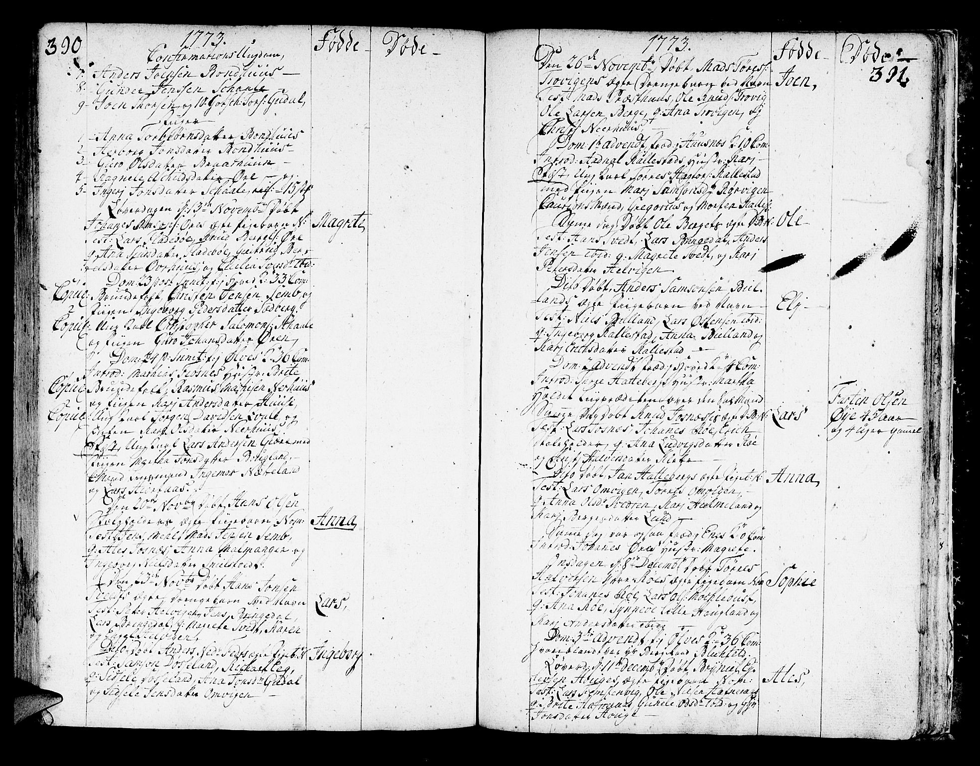 Kvinnherad sokneprestembete, SAB/A-76401/H/Haa: Parish register (official) no. A 3, 1754-1777, p. 390-391