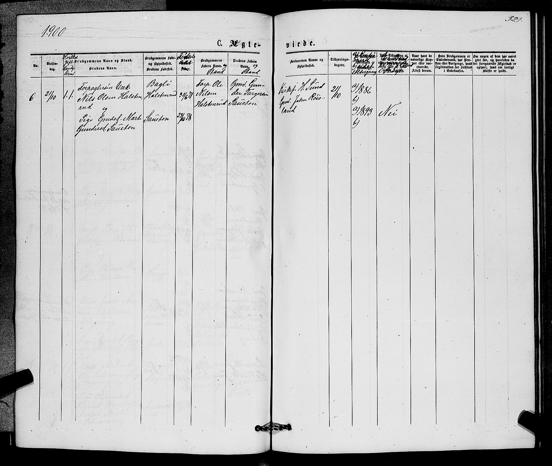 Sigdal kirkebøker, SAKO/A-245/G/Gb/L0002: Parish register (copy) no. II 2, 1875-1900, p. 329