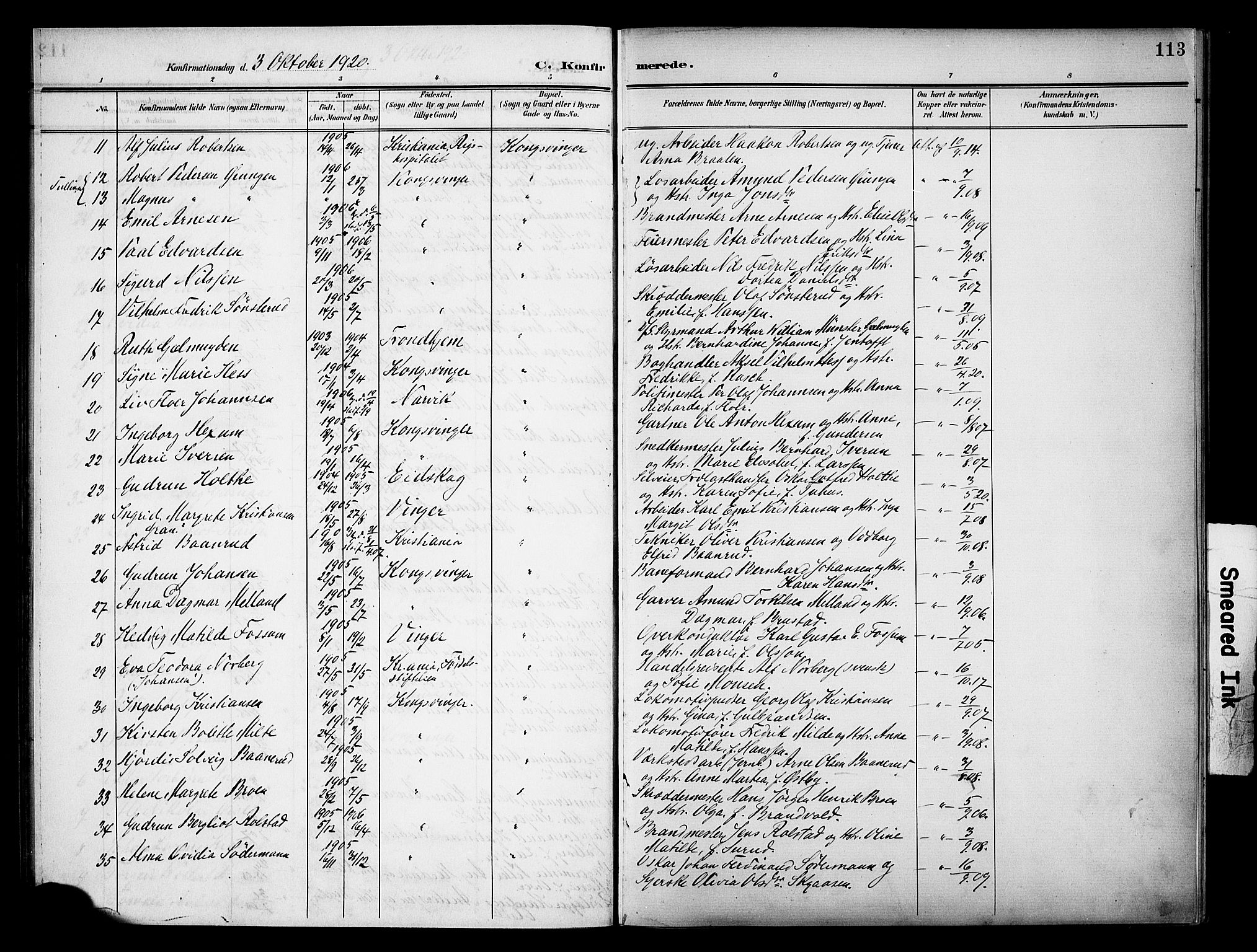 Vinger prestekontor, AV/SAH-PREST-024/H/Ha/Haa/L0016: Parish register (official) no. 16, 1898-1920, p. 113