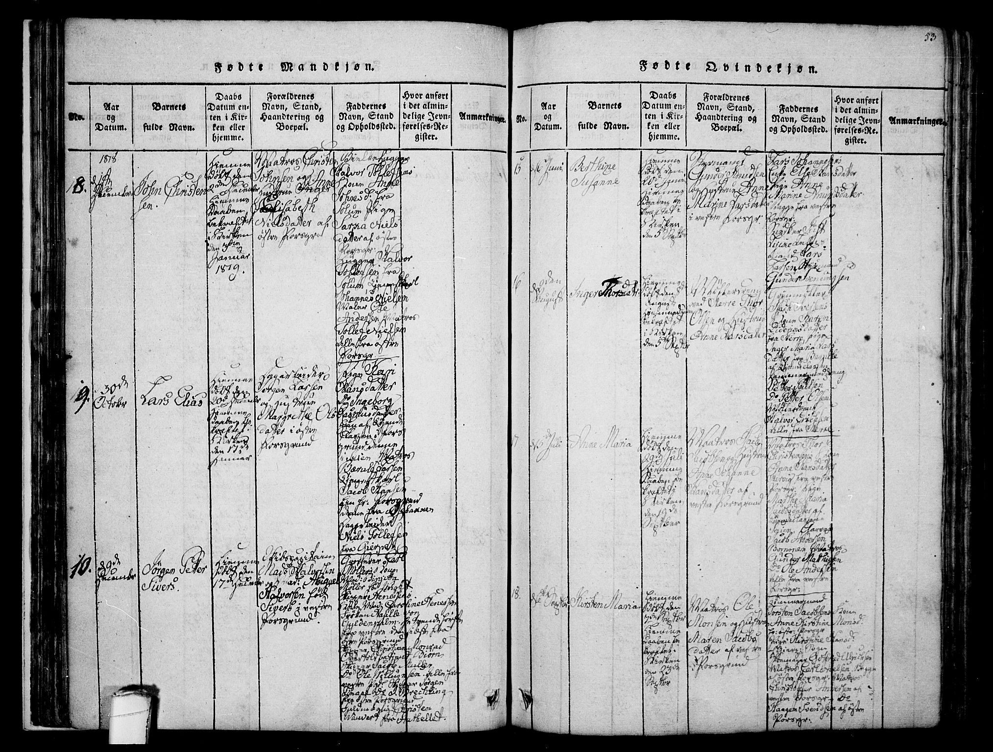 Porsgrunn kirkebøker , SAKO/A-104/F/Fa/L0004: Parish register (official) no. 4, 1814-1828, p. 53