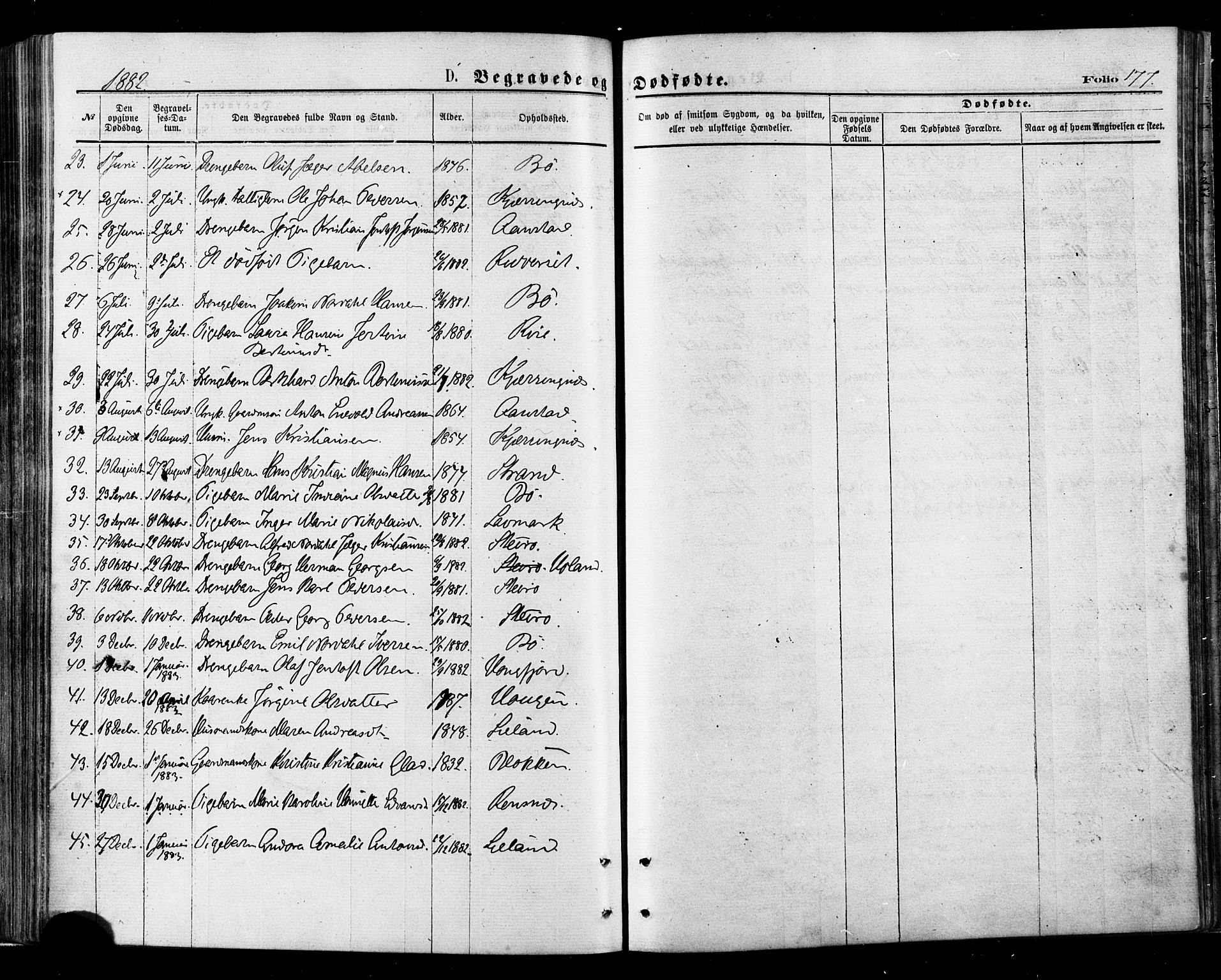 Ministerialprotokoller, klokkerbøker og fødselsregistre - Nordland, AV/SAT-A-1459/895/L1370: Parish register (official) no. 895A05, 1873-1884, p. 177