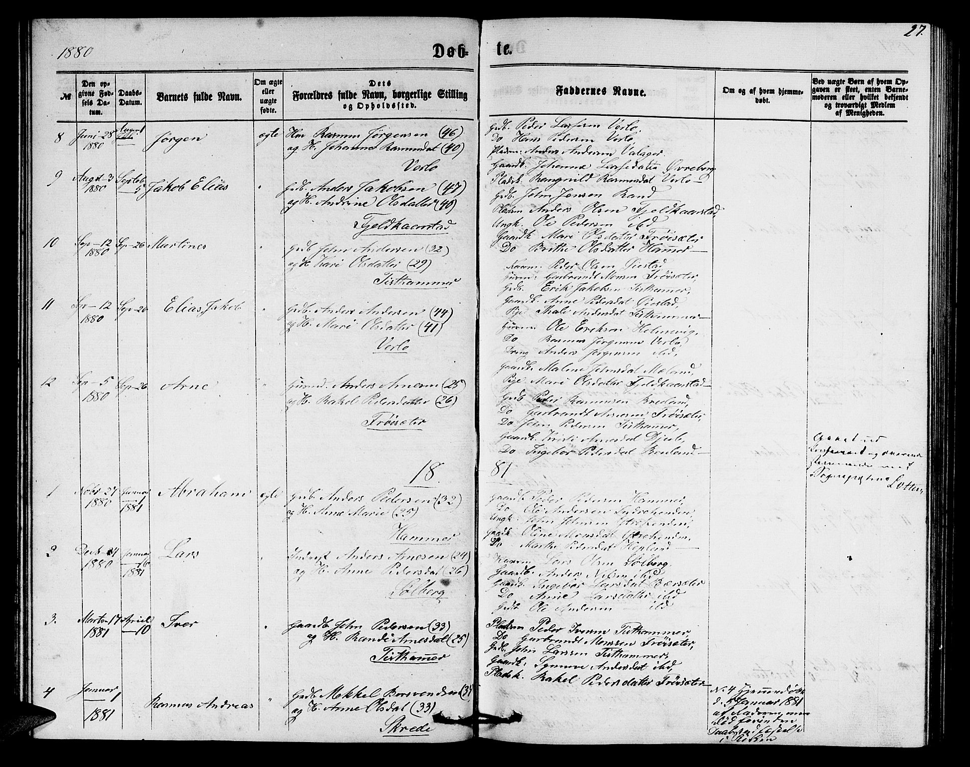 Innvik sokneprestembete, AV/SAB-A-80501: Parish register (copy) no. C 2, 1864-1882, p. 27