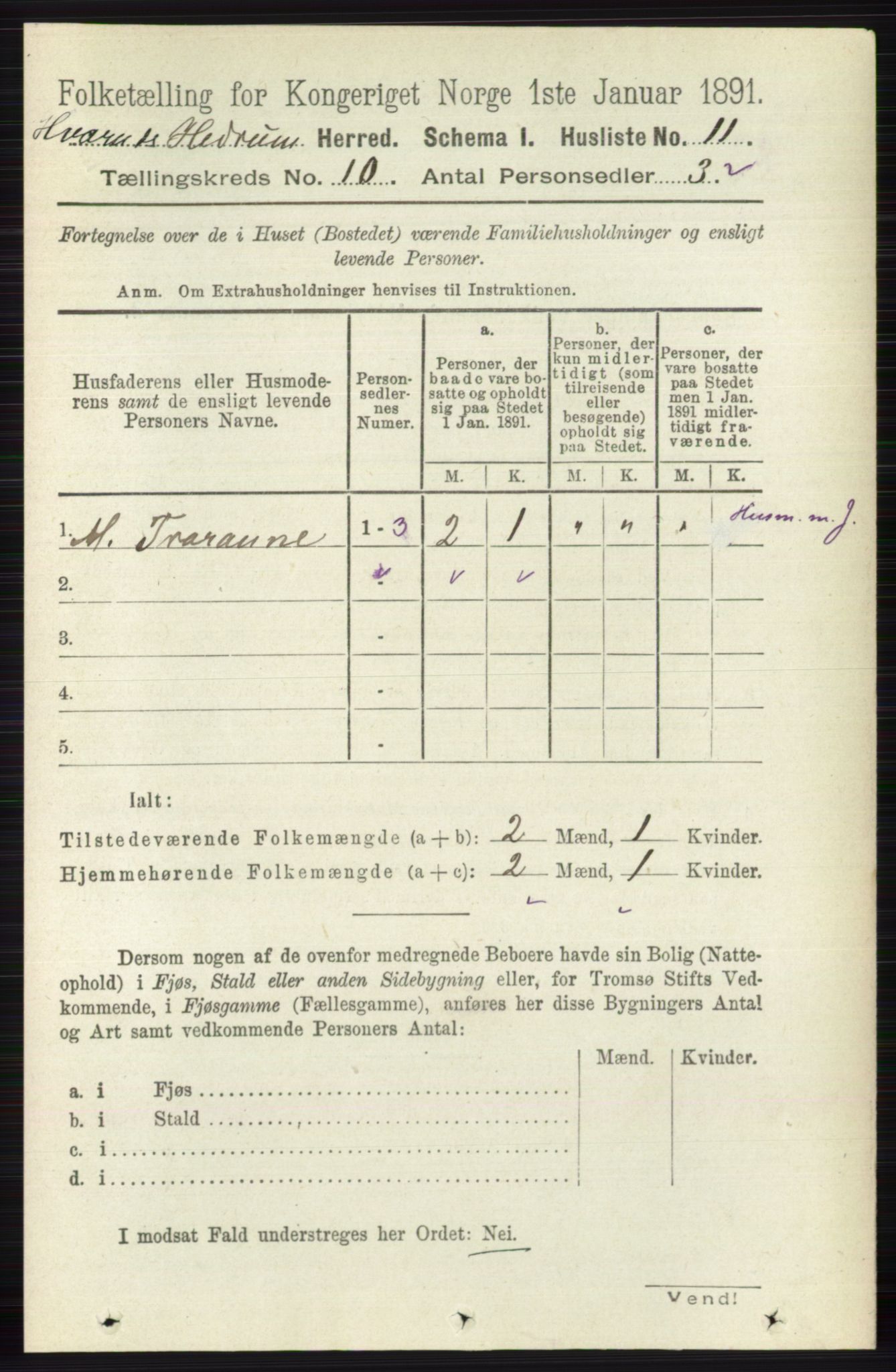 RA, 1891 census for 0727 Hedrum, 1891, p. 4333