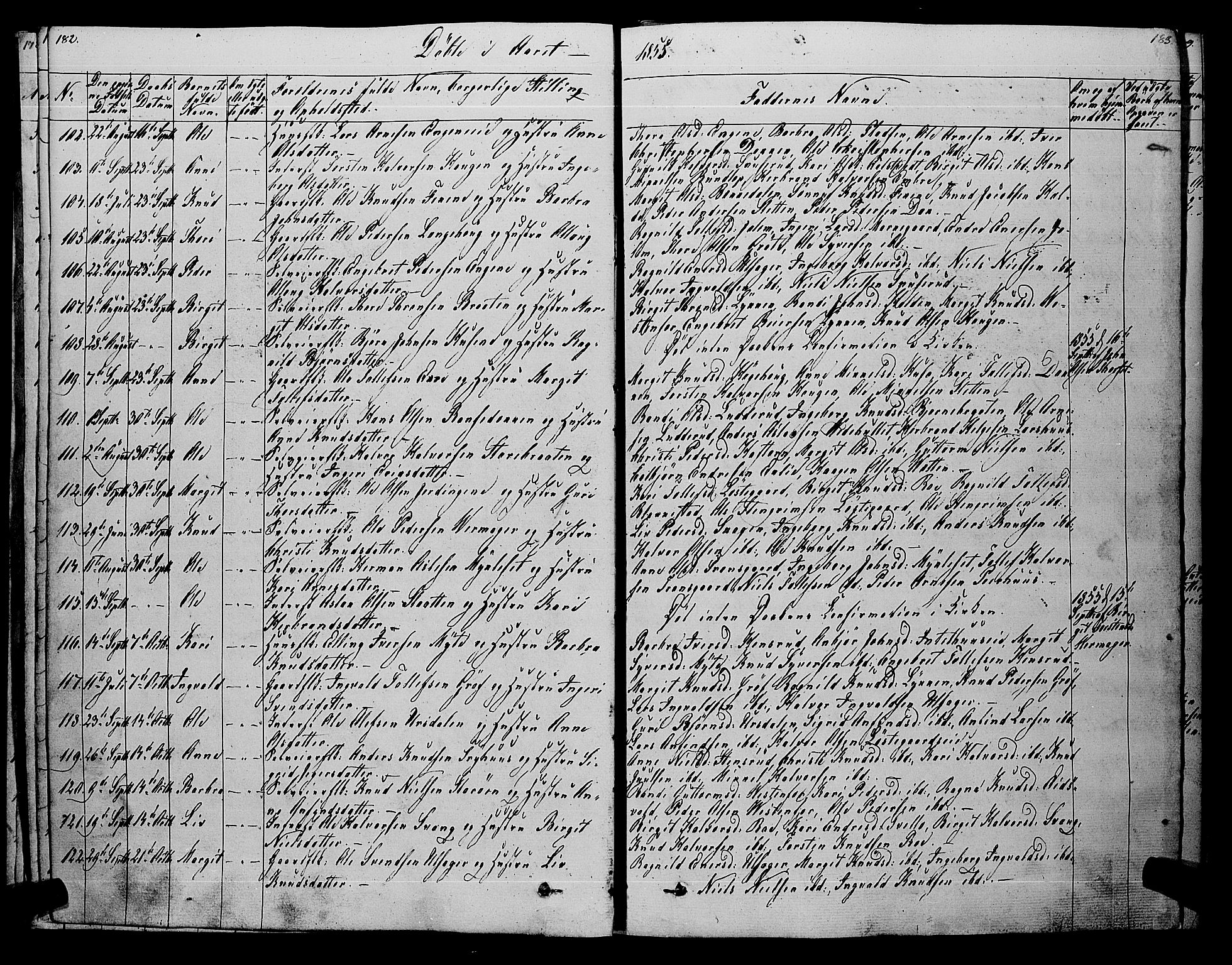Gol kirkebøker, AV/SAKO-A-226/F/Fa/L0002: Parish register (official) no. I 2, 1837-1863, p. 182-183