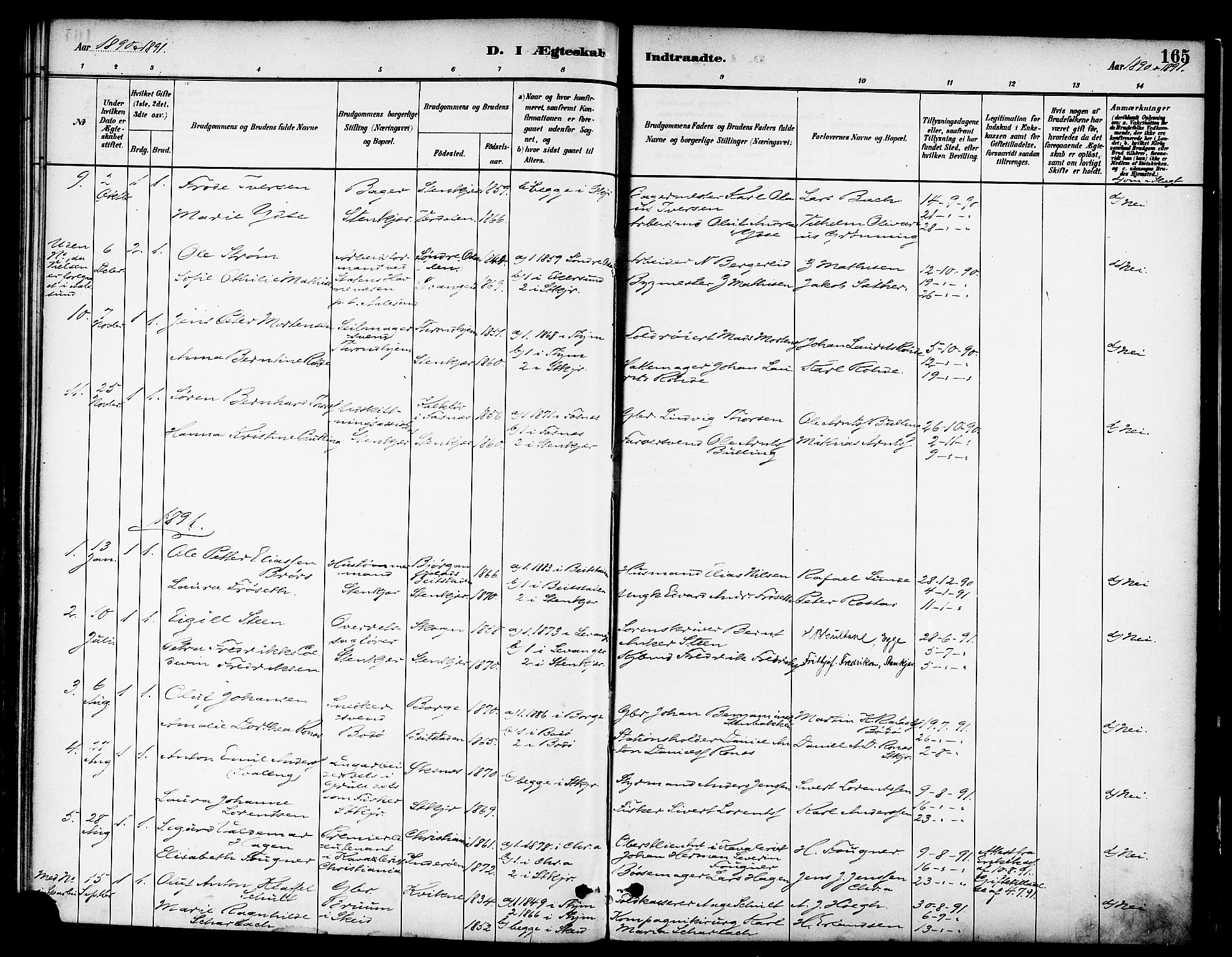 Ministerialprotokoller, klokkerbøker og fødselsregistre - Nord-Trøndelag, SAT/A-1458/739/L0371: Parish register (official) no. 739A03, 1881-1895, p. 165